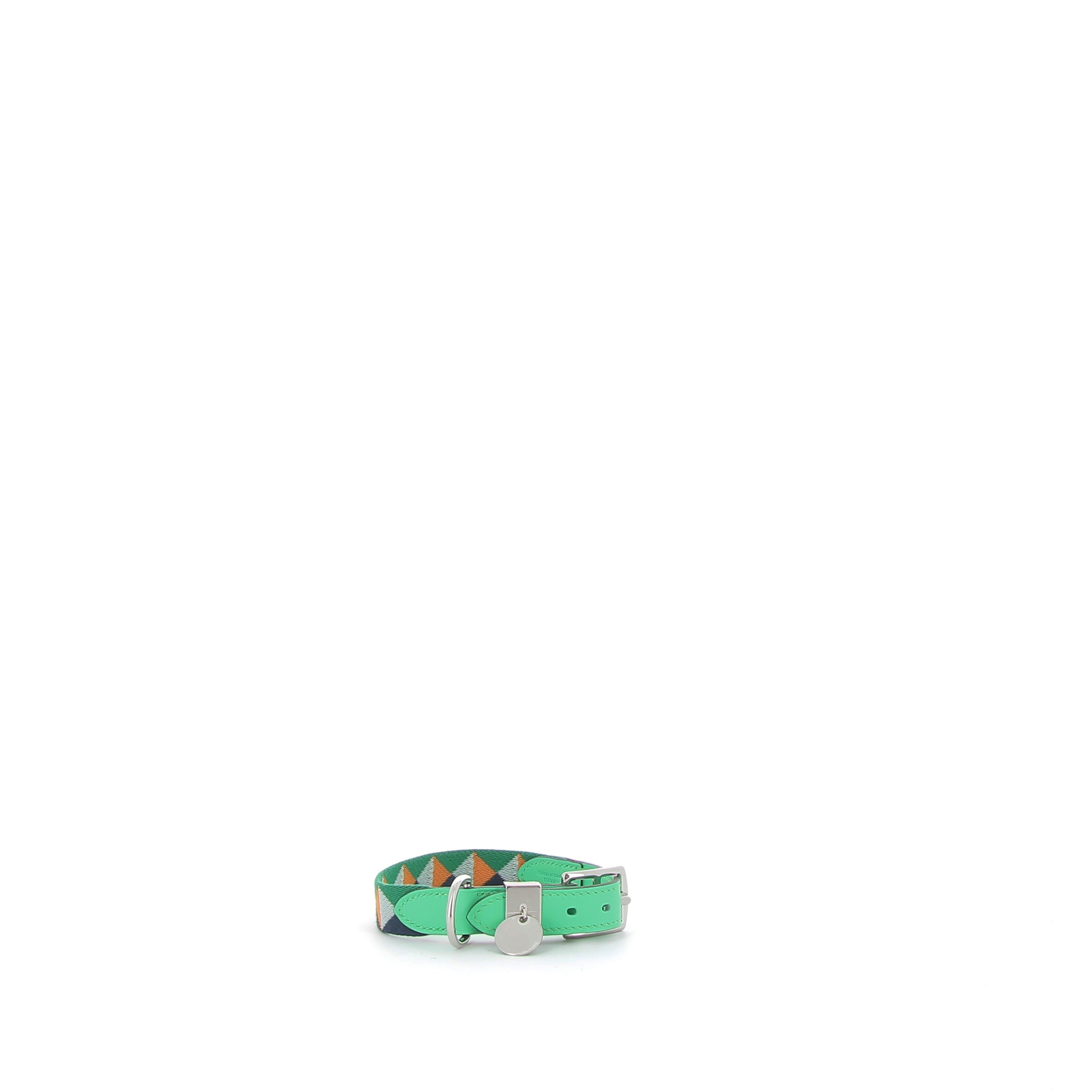 HERMÈS Collier pour Chien Médor cuir Swift Vert Comics