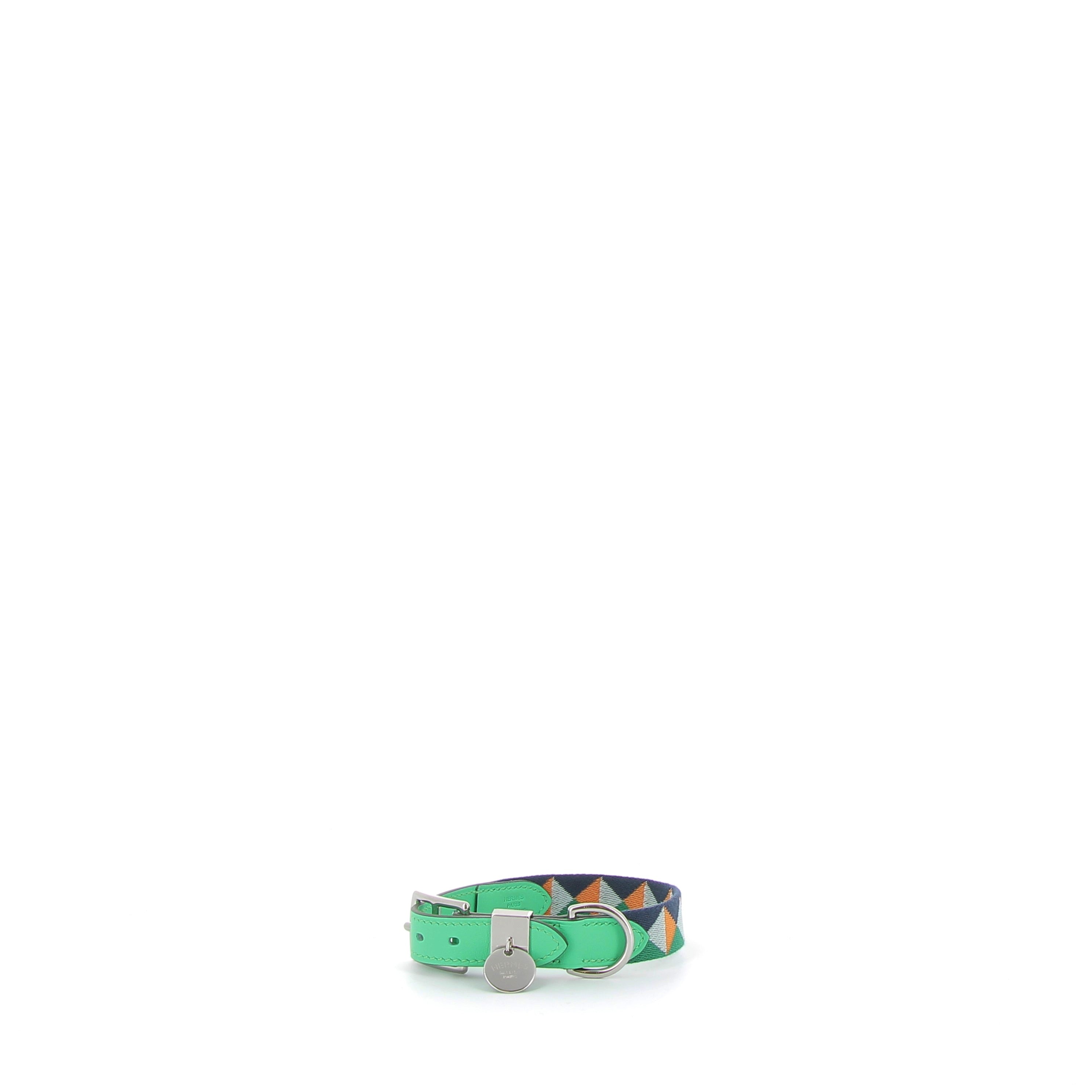 HERMÈS Collier pour Chien Médor cuir Swift Vert Comics
