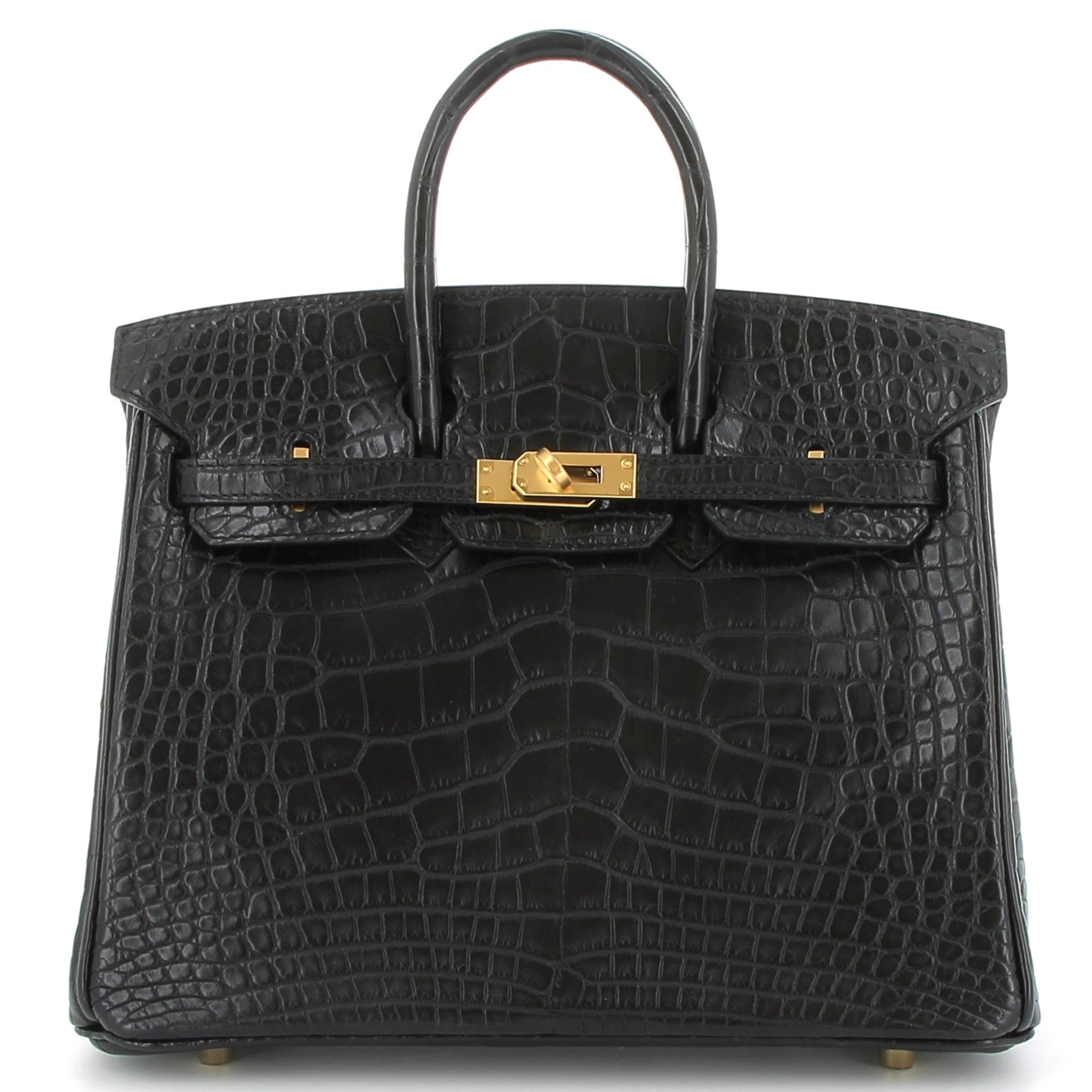 HERMÈS Birkin 25cm Crocodile Matte Noir finition jaune