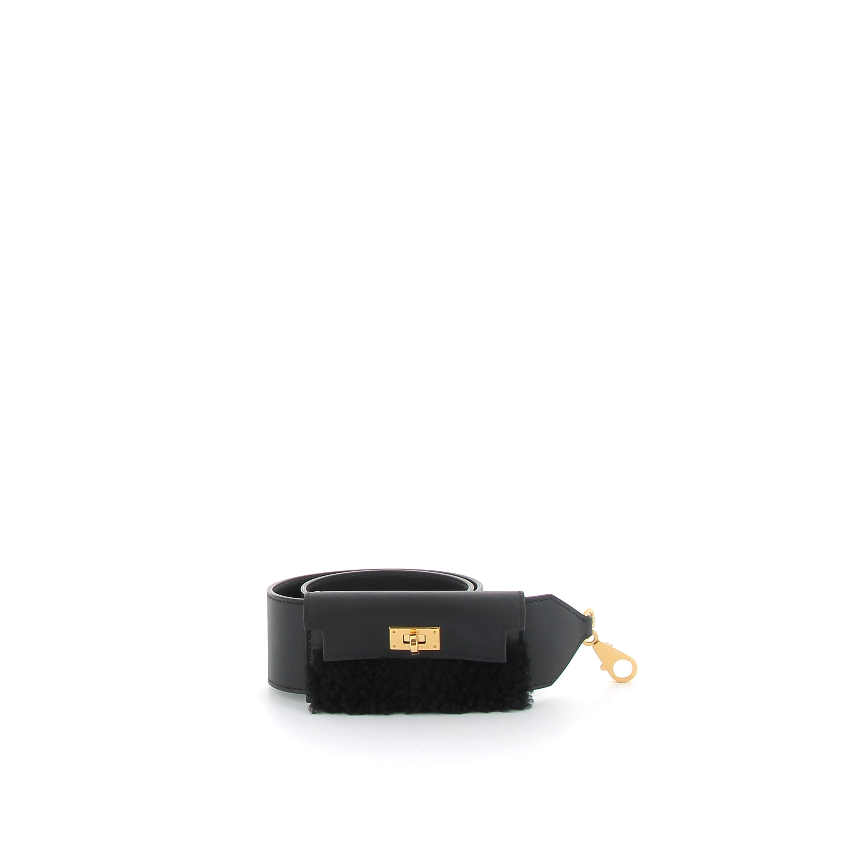 HERMÈS Sangle Teddy cuir Noir finition dorée