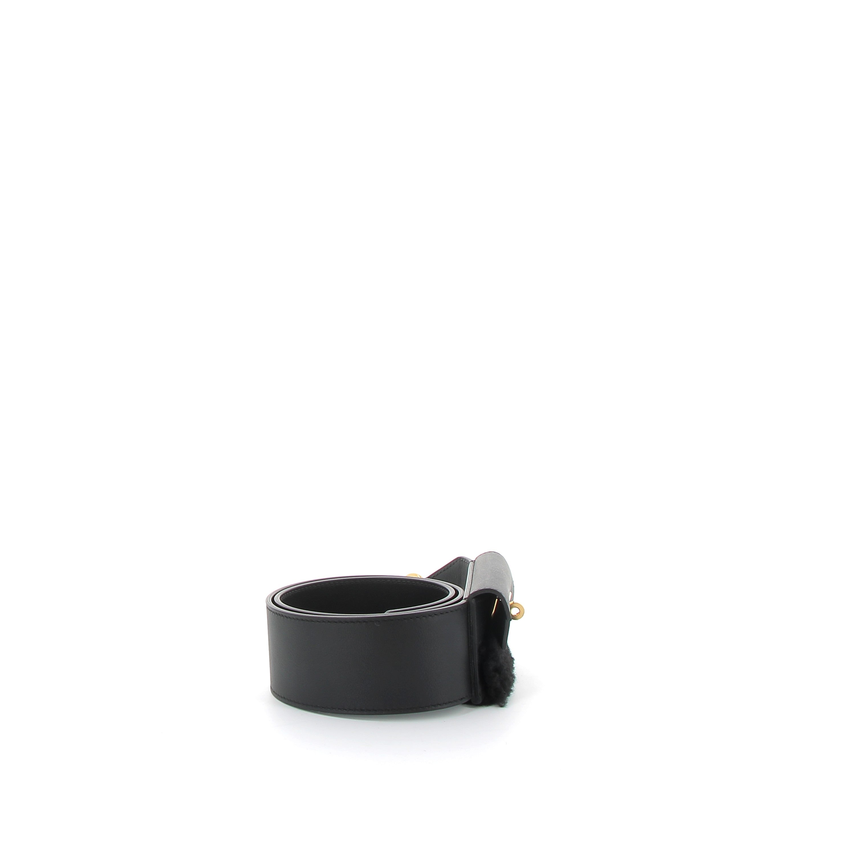 HERMÈS Sangle Teddy cuir Noir finition dorée