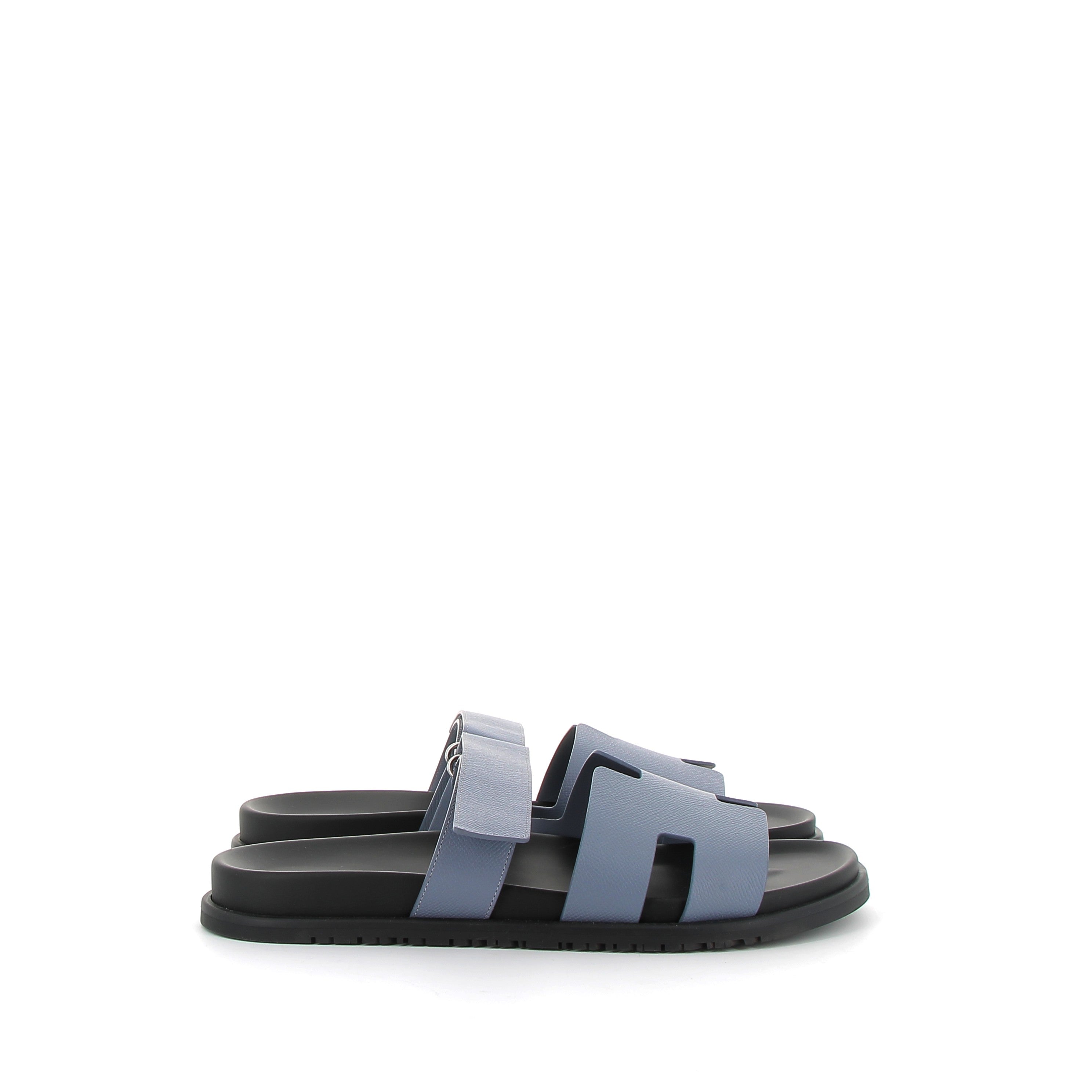 HERMÈS Chypre Sandales Bleu Moyen cuir Epsom
