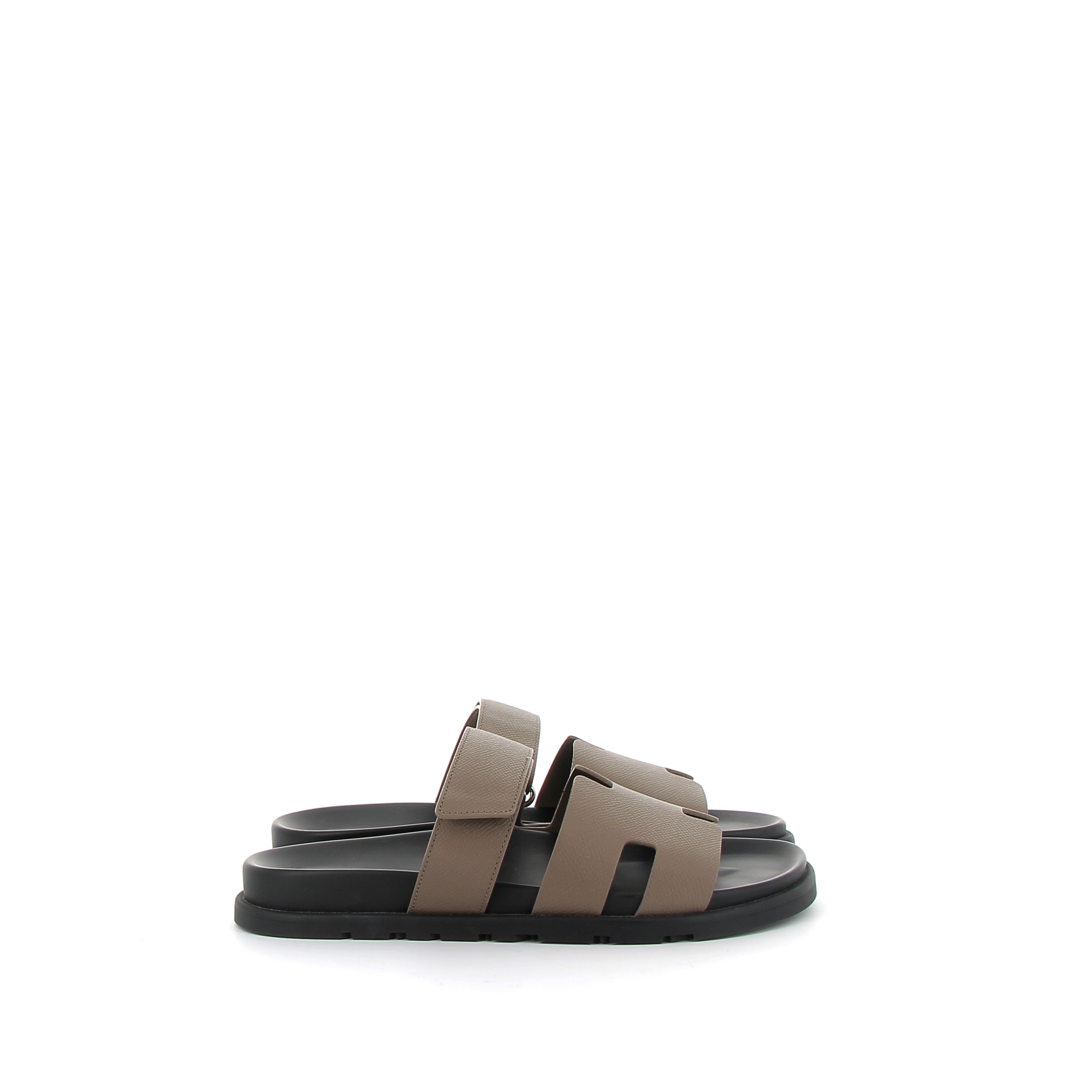 HERMÈS Chypre Sandales Étoupe cuir Epsom