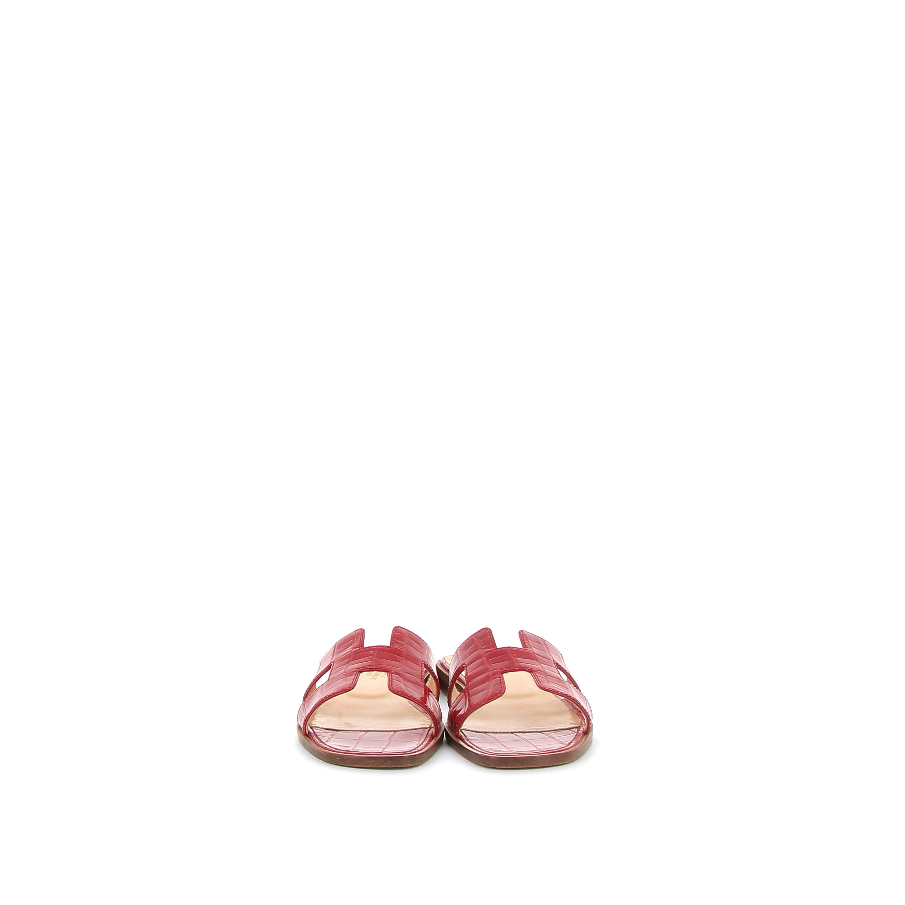 HERMÈS Oran Red Crocodile Sandals 