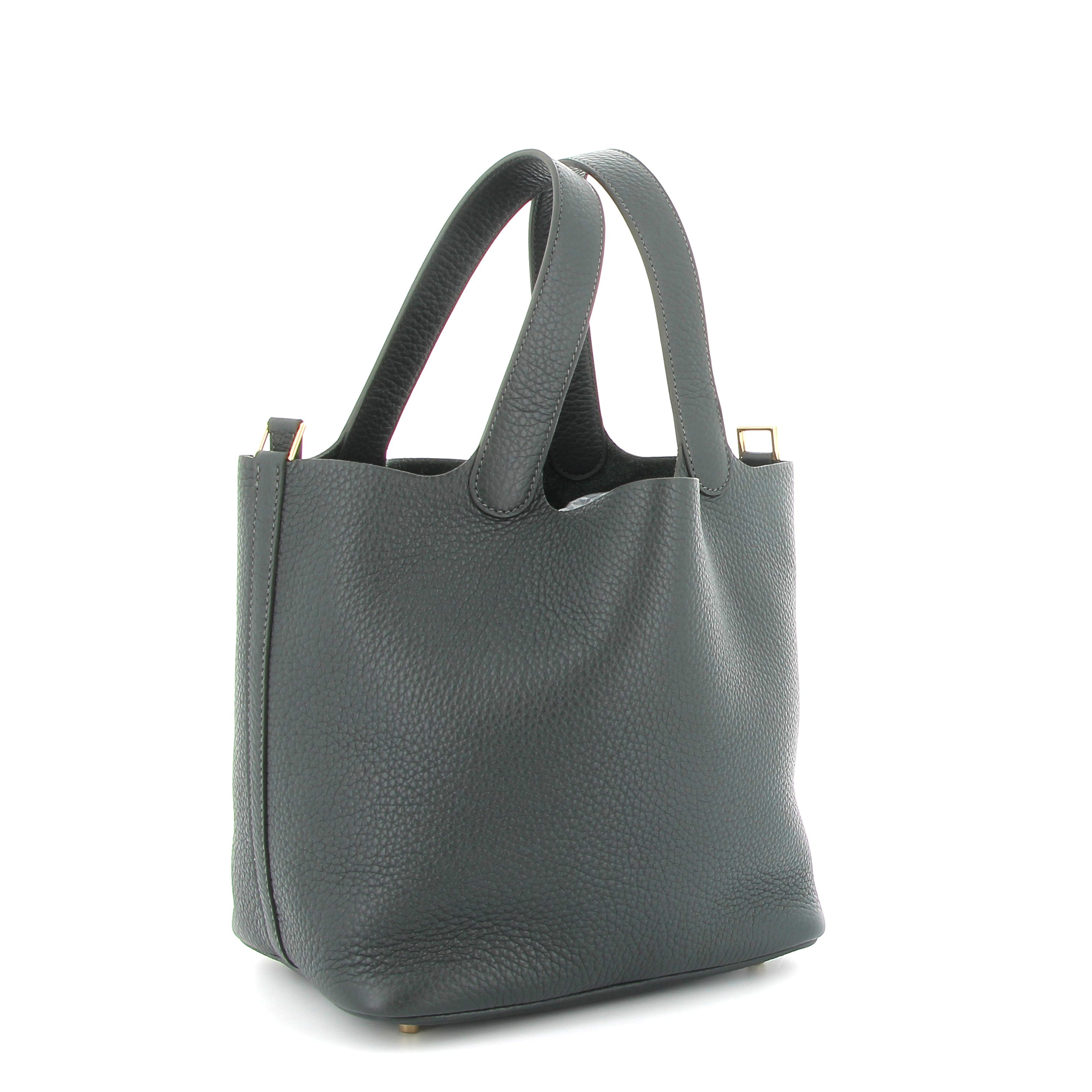 HERMÈS Picotin 26 cuir Taurillon Clemence Vert Mangrove finition dorée