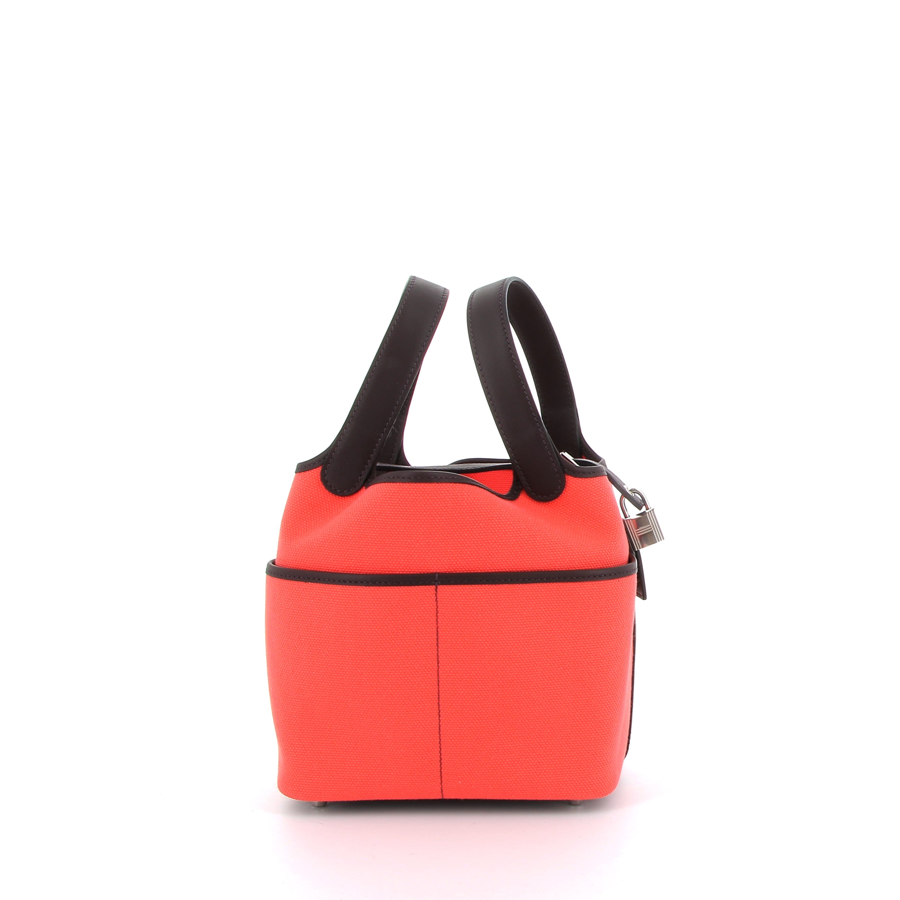 HERMES Picotin 18 Cargo Toile Orange/Marron Finition Palladié