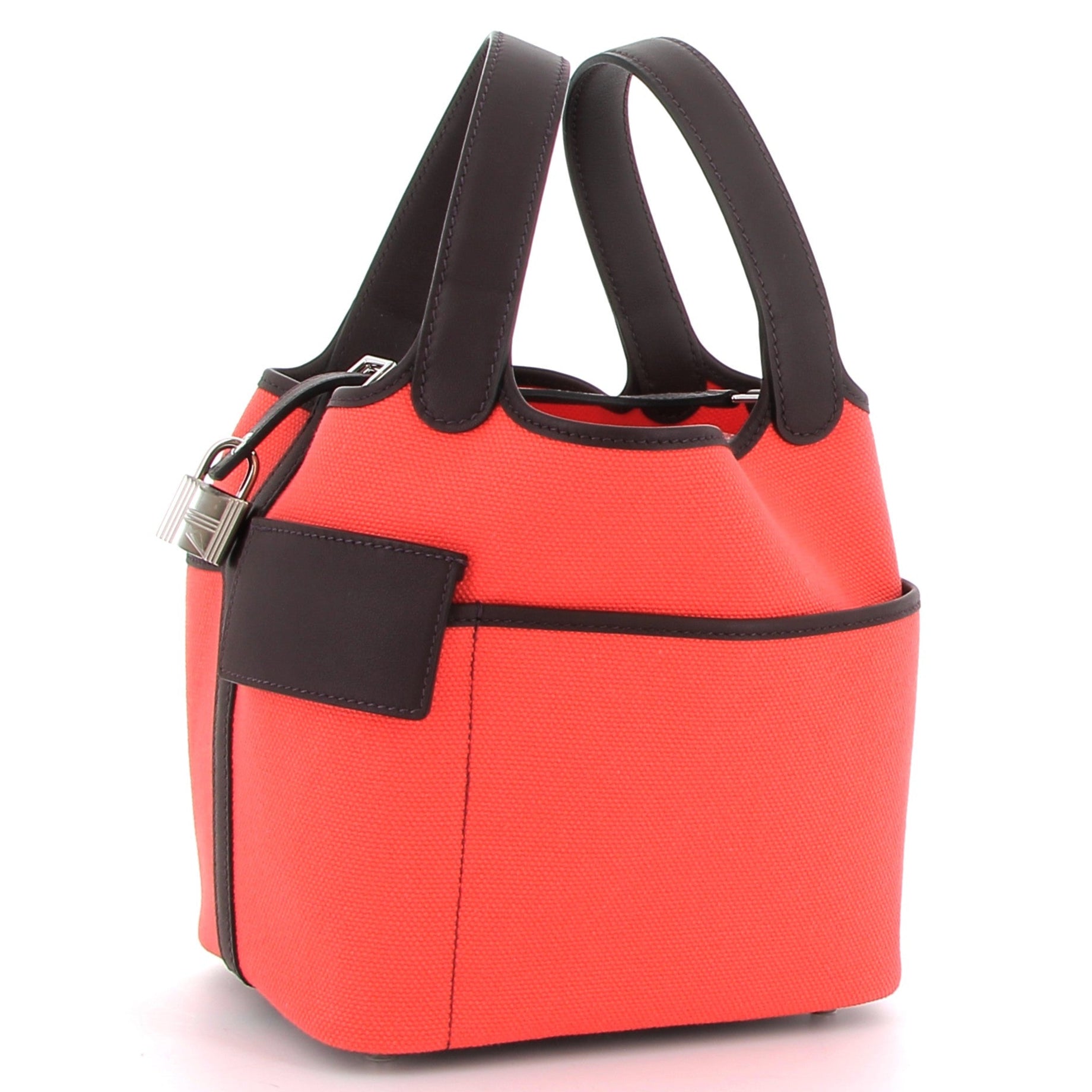 HERMES Picotin 18 Cargo Toile Orange/Marron Finition Palladié