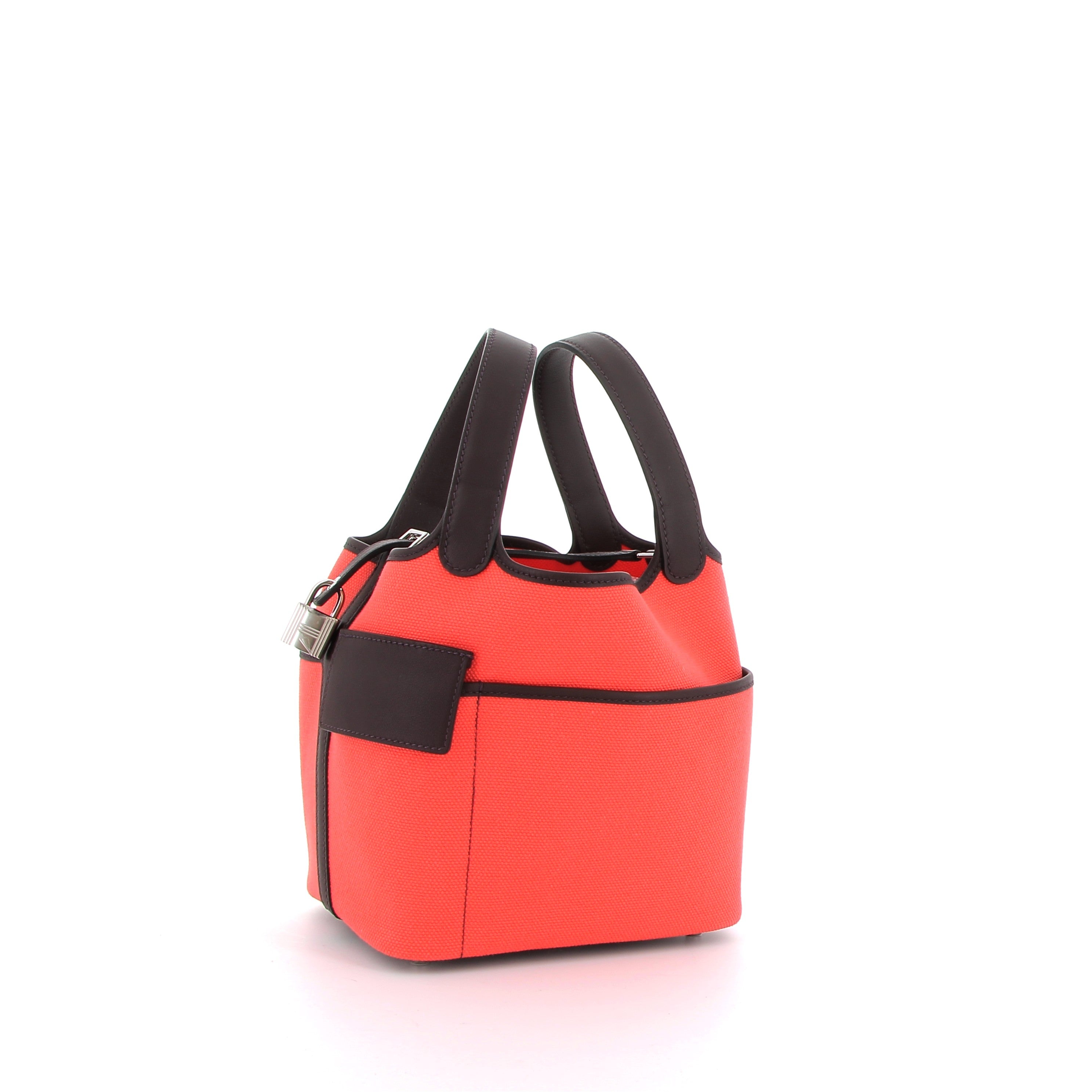 HERMES Picotin 18 Cargo Toile Orange/Marron Finition Palladié