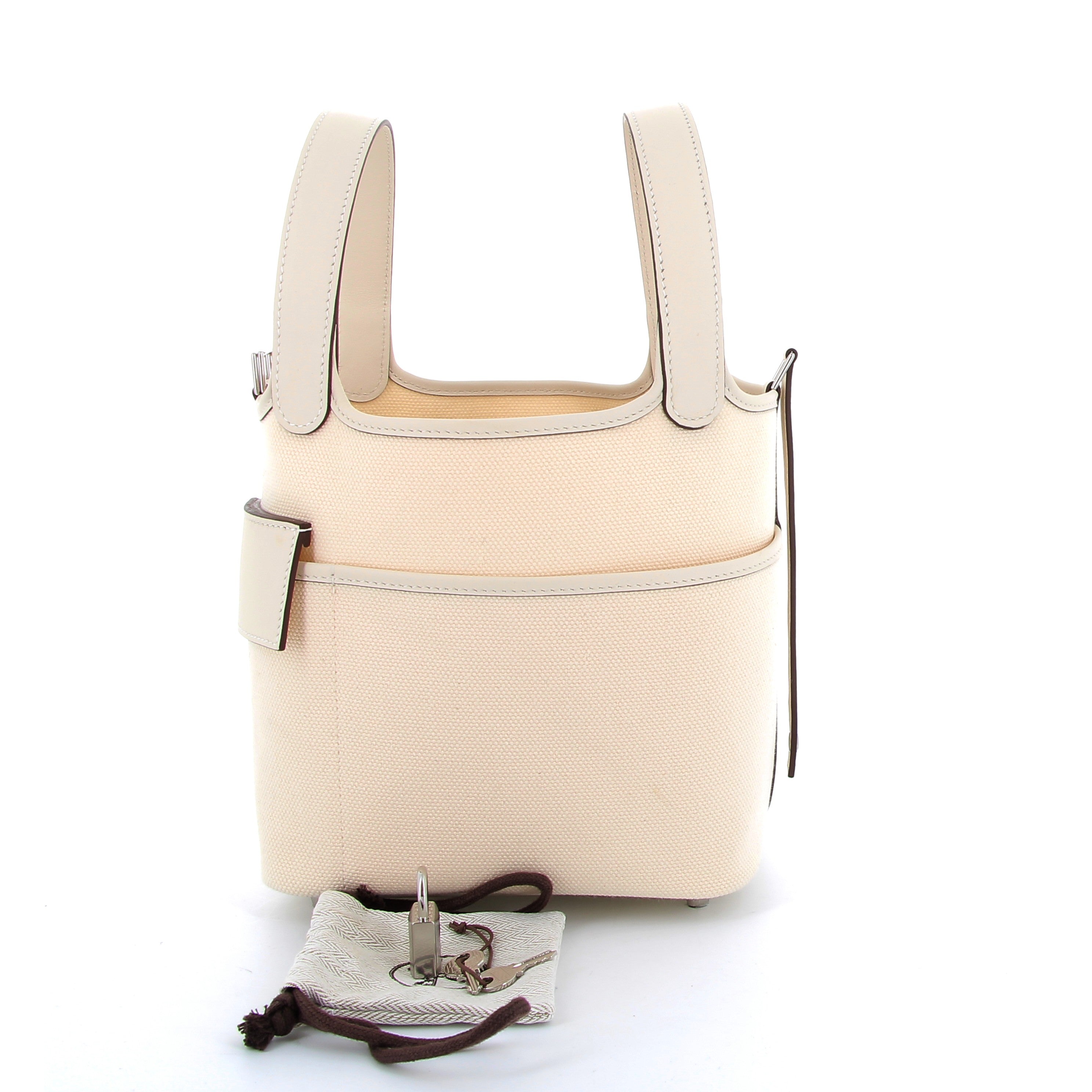 HERMÈS Picotin 18 Cargo Ecru/Nata Swift Leather/Canvas Palladium Finish 