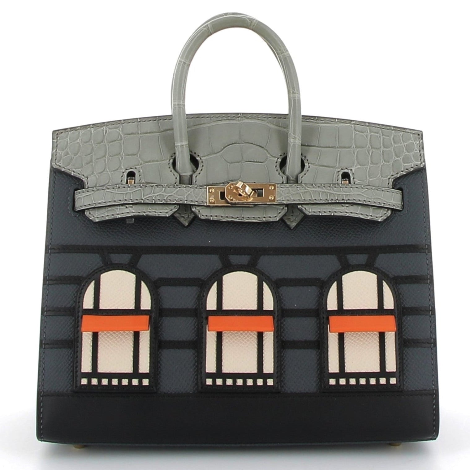 HERMES Birkin 20 Faubourg Rainy Days Epsom/Alligator Matte finition métalique Permabrass