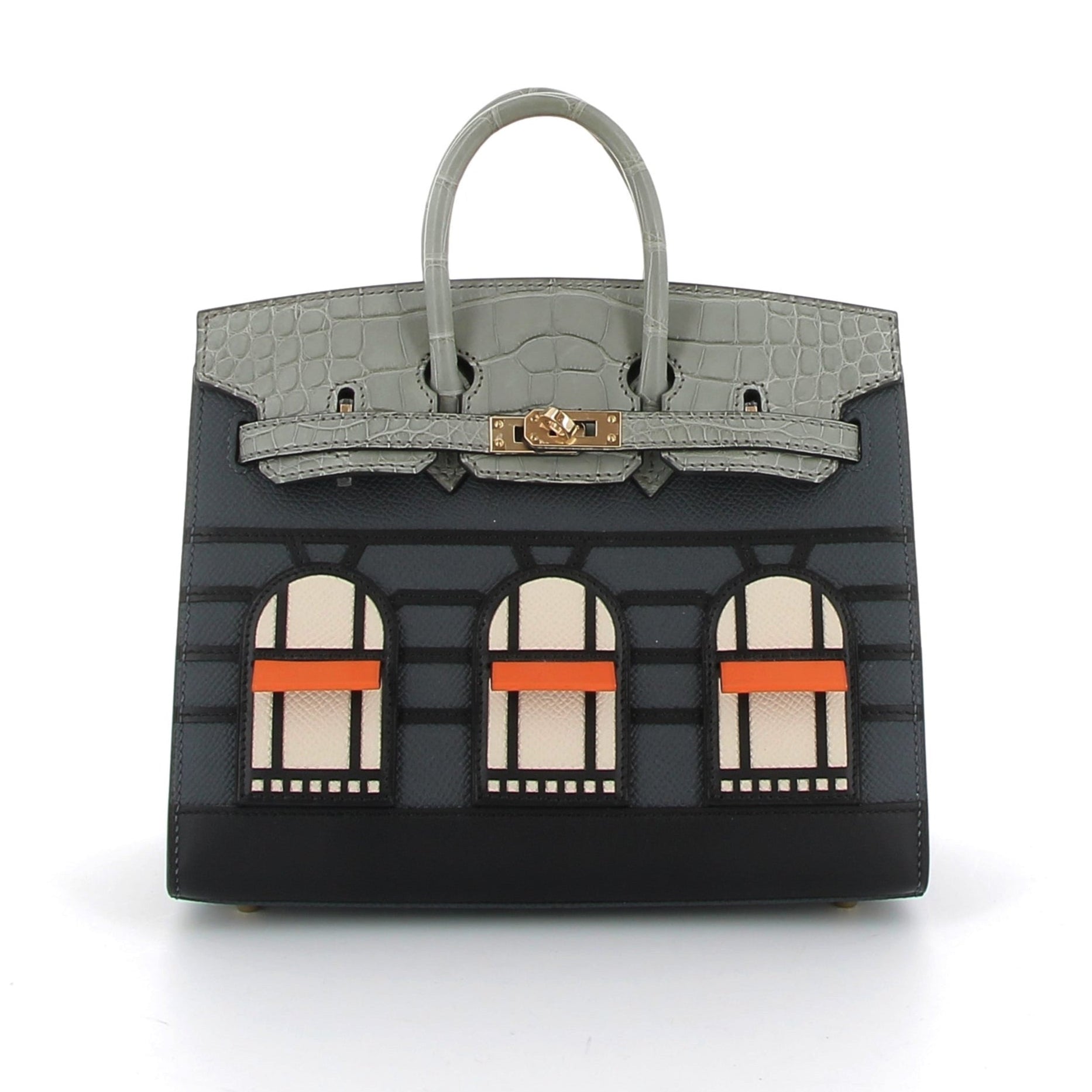 HERMES Birkin 20 Faubourg Rainy Days Epsom/Alligator Matte metallic finish Permabrass
