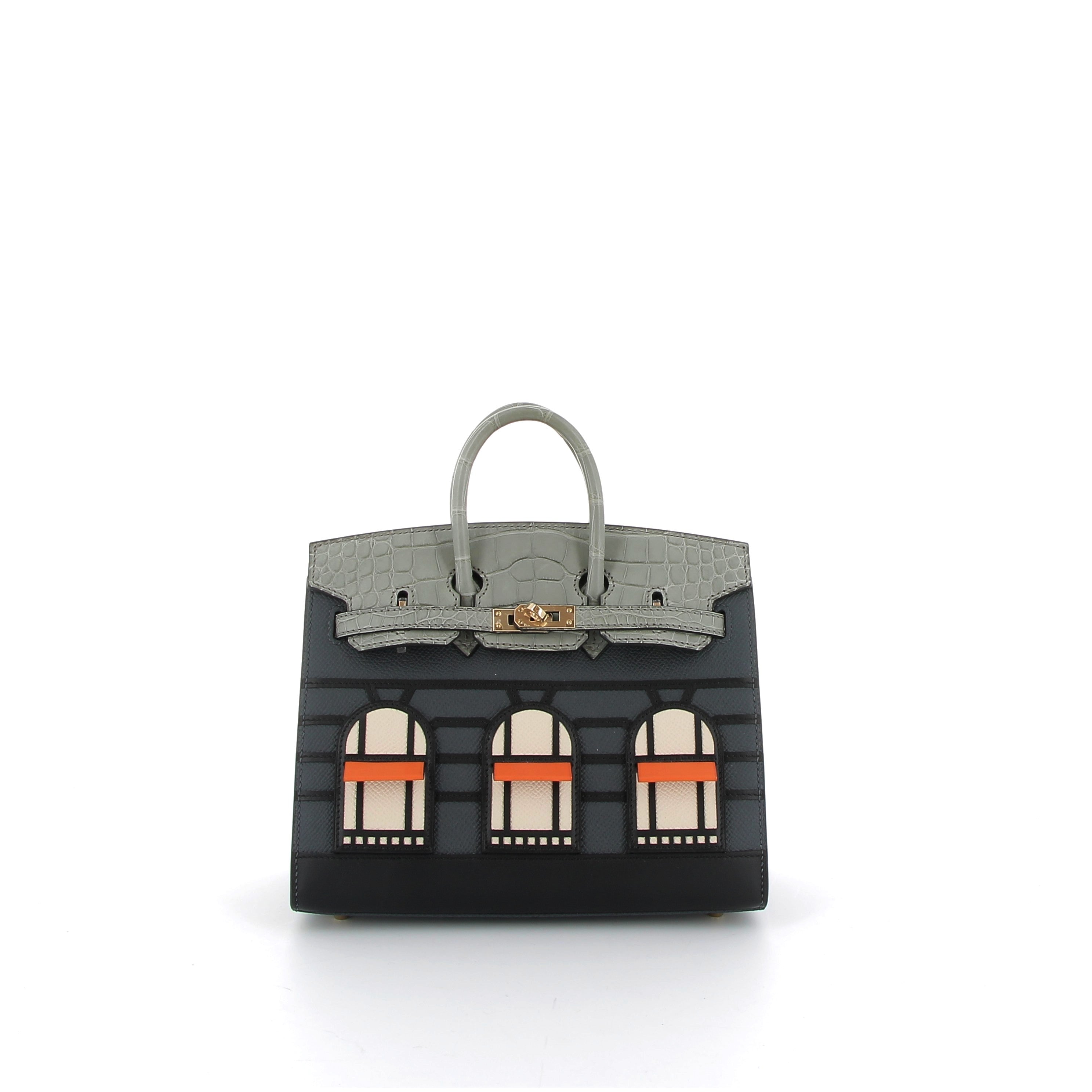 HERMES Birkin 20 Faubourg Rainy Days Epsom/Alligator Matte finition métalique Permabrass