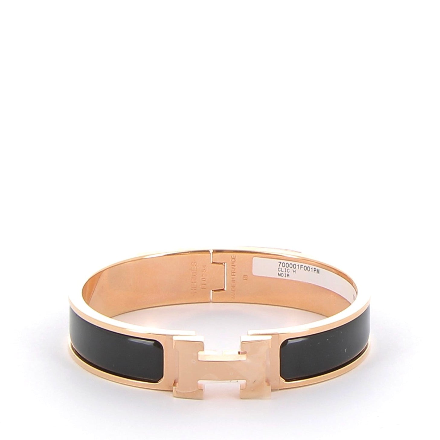 Bracelet Clic H Noir Finition Or Rose