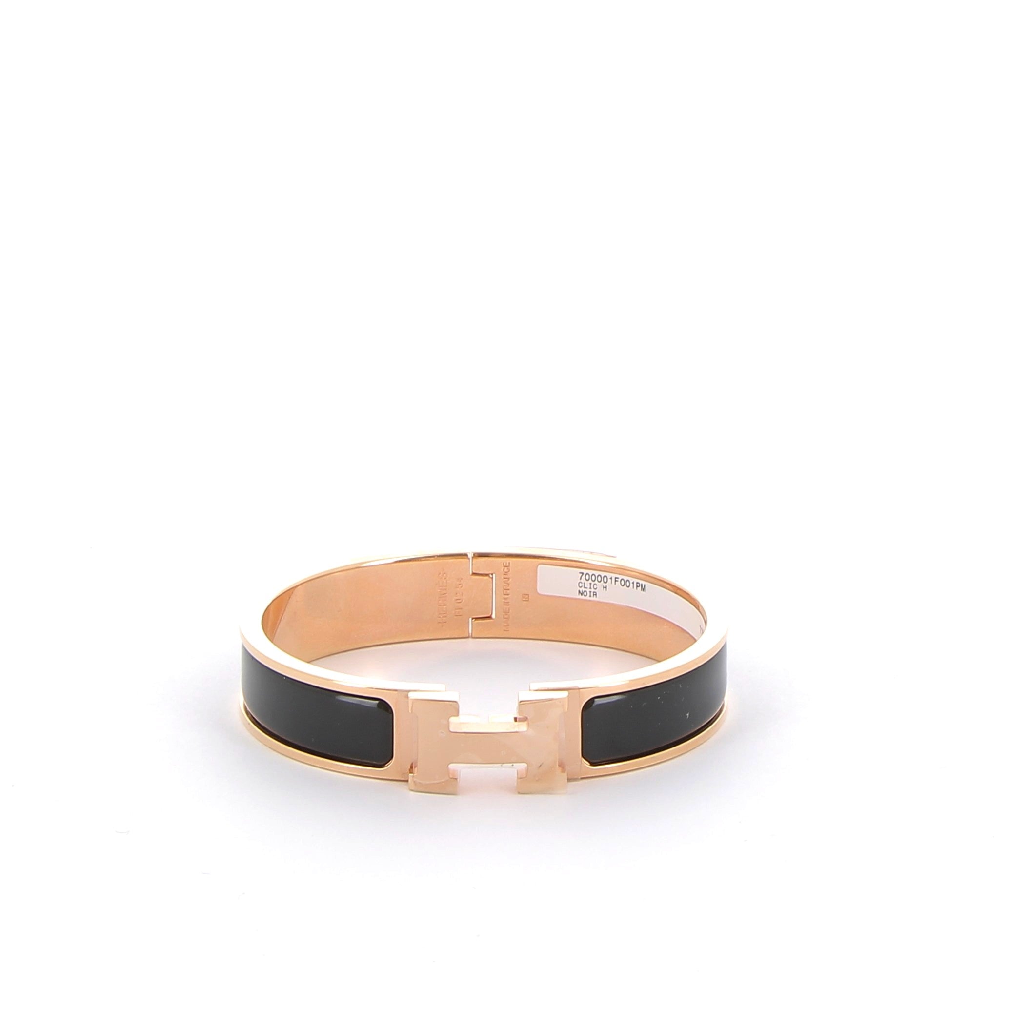 Bracelet Clic H Noir Finition Or Rose