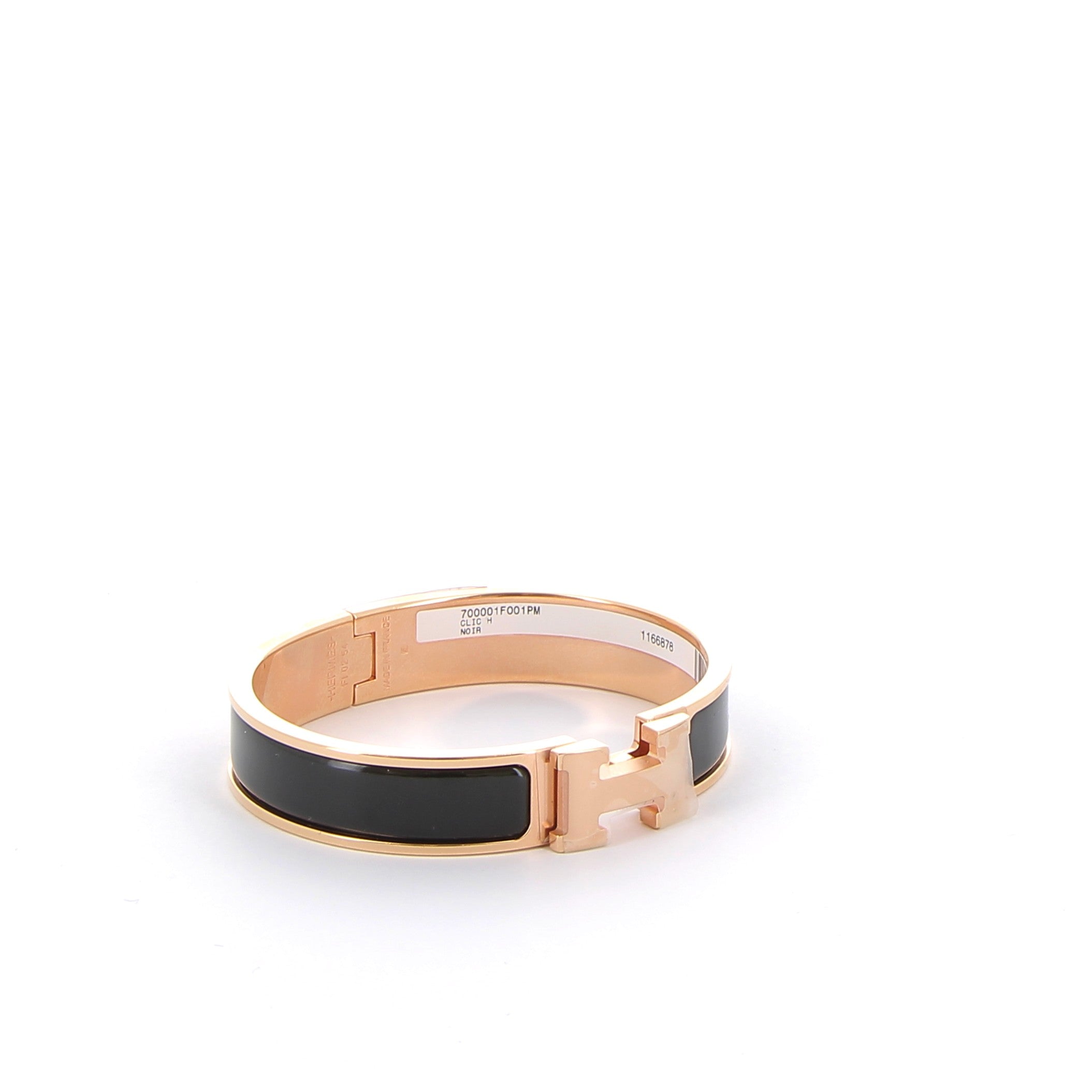 Bracelet Clic H Noir Finition Or Rose