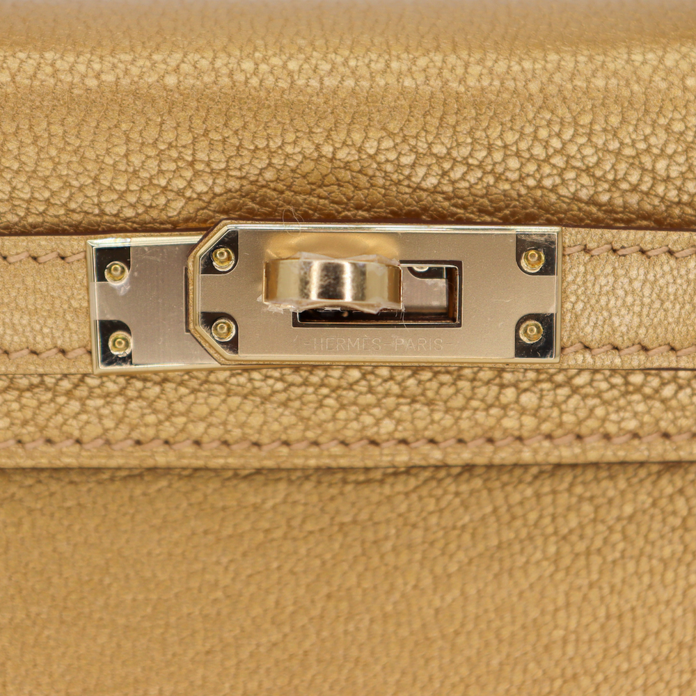 HERMÈS Kelly 20 Sellier Doré Chevre Chamkilight