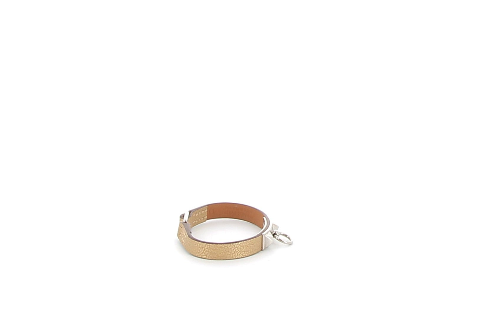 HERMÈS Bracelet Mini Rivale Doré Chèvre Chamkilight laiton finition palladié