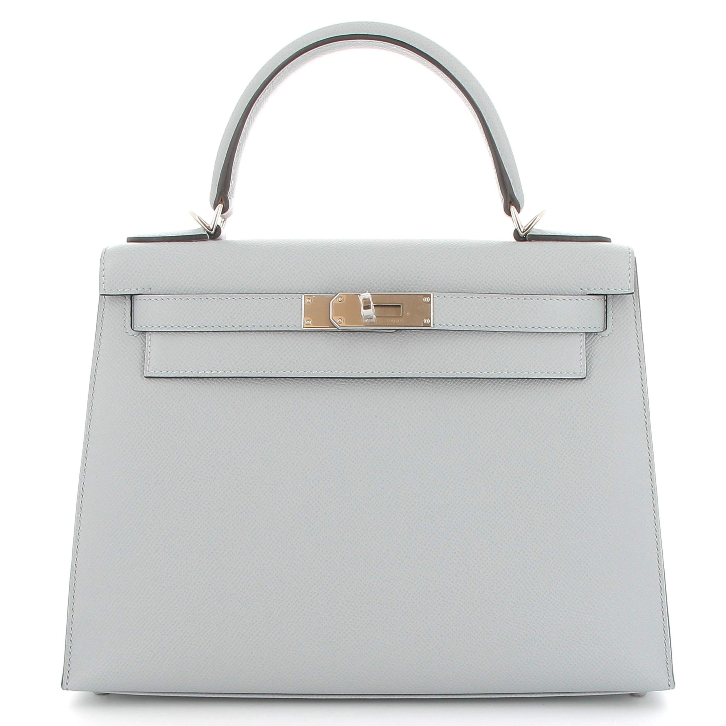 HERMÈS Kelly 28 Bleu Glacier Epsom Finition Palladié