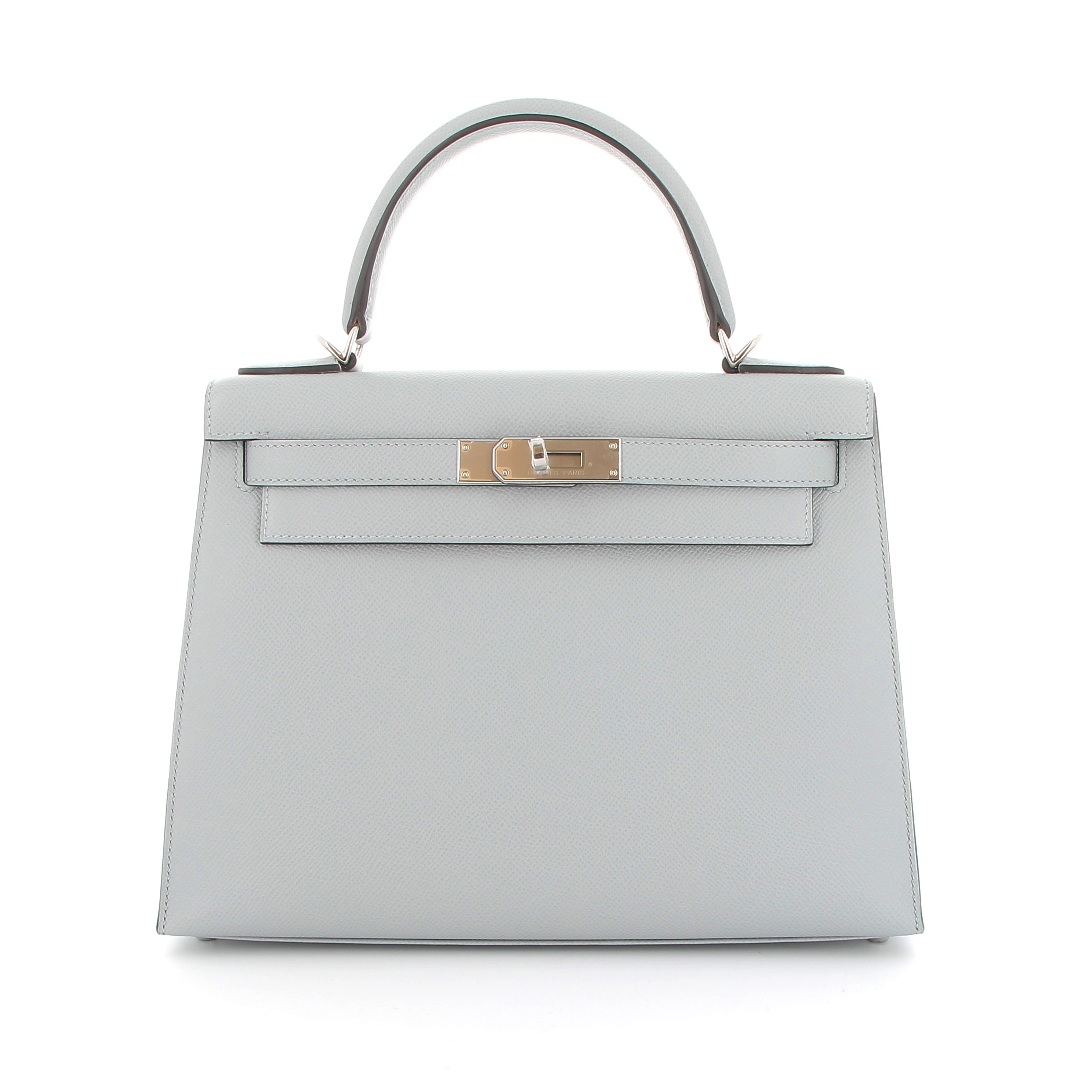HERMÈS Kelly 28 Bleu Glacier Epsom Finition Palladié
