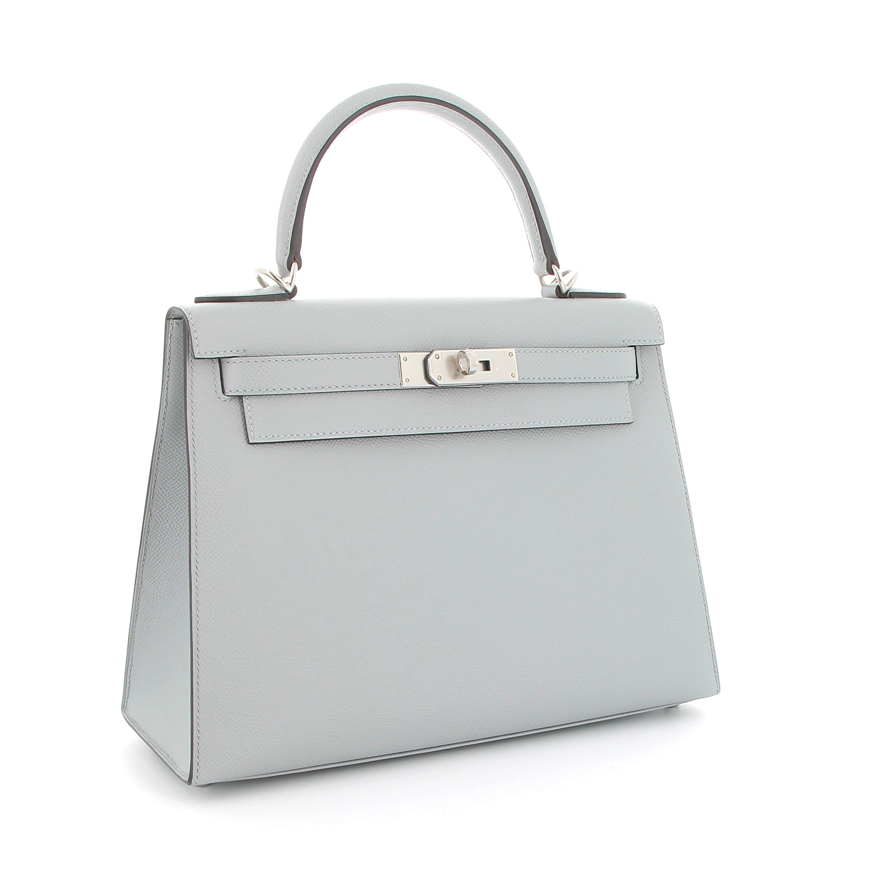 HERMÈS Kelly 28 Bleu Glacier Epsom Finition Palladié