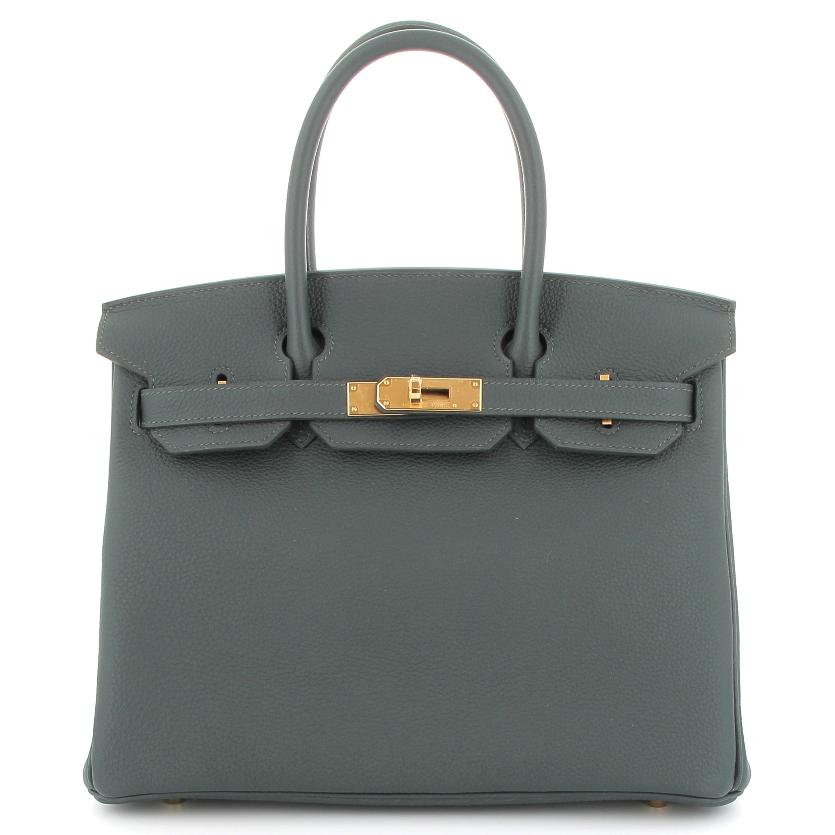 HERMES Birkin 30 Vert Mangrove Togo Finition Or Jaune