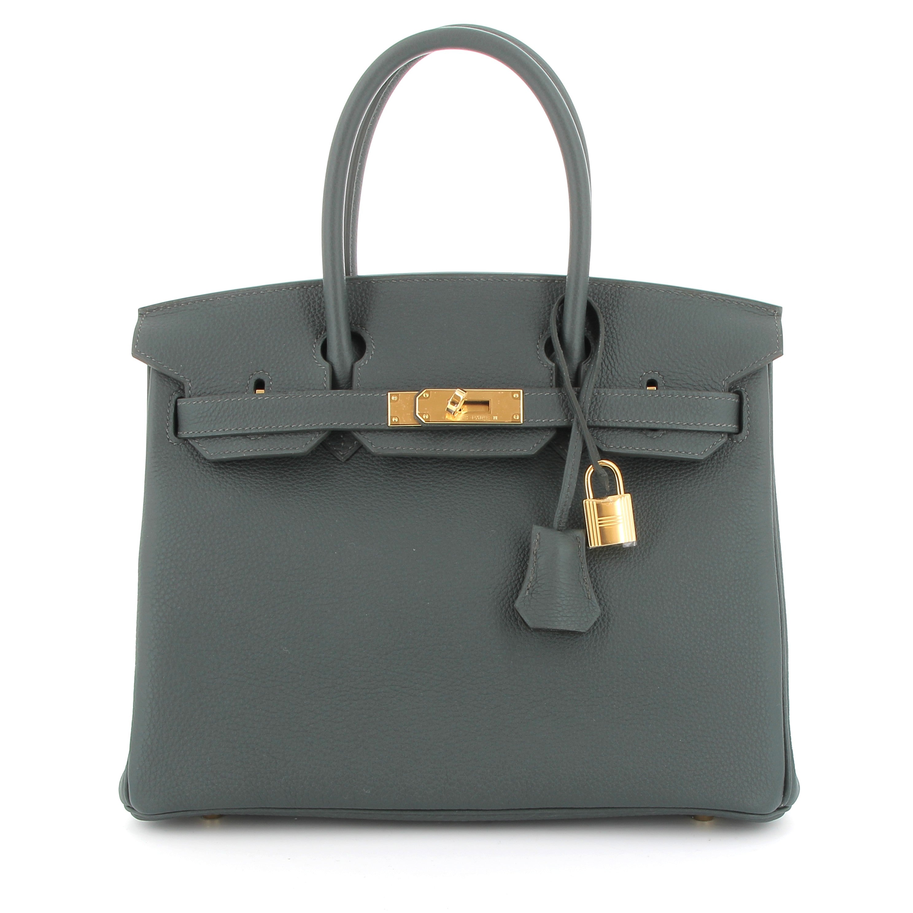 HERMES Birkin 30 Green Mangrove Togo Yellow Gold Finish