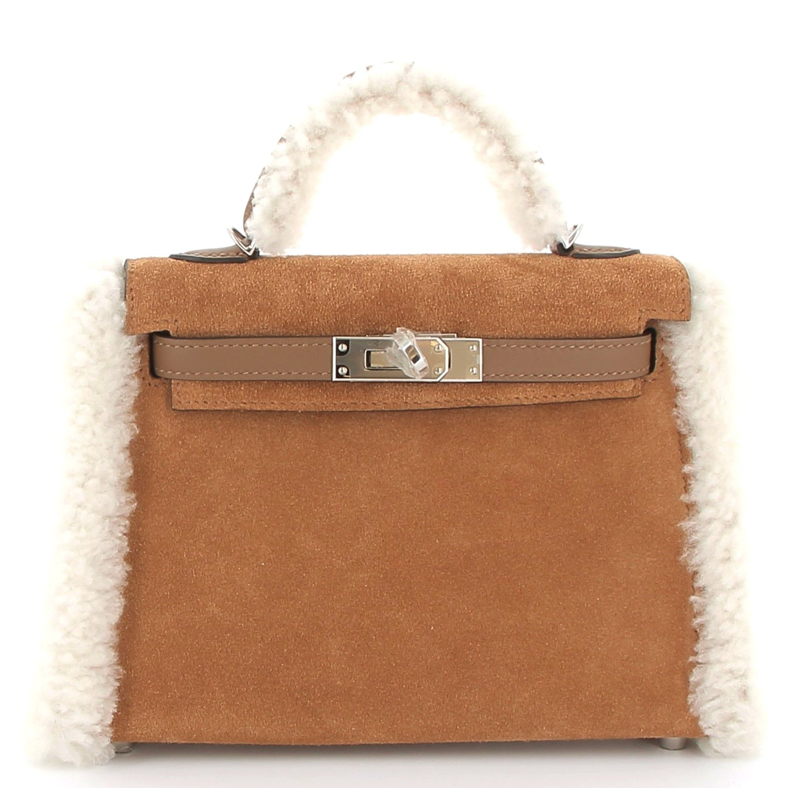 HERMES Kelly 20 Alézan Pluch Grizzly/Swift Finition Palladié