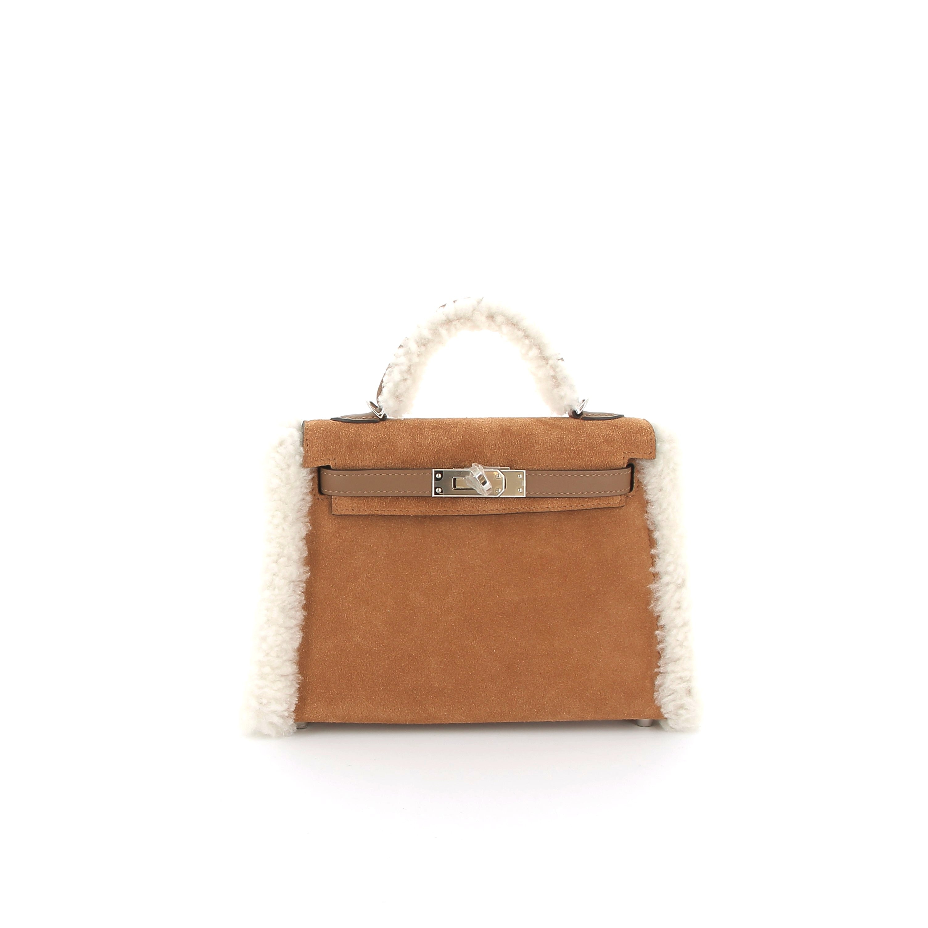 Hermès Kelly 20 Alézan Pluch Grizzly/Swift Finition Palladié