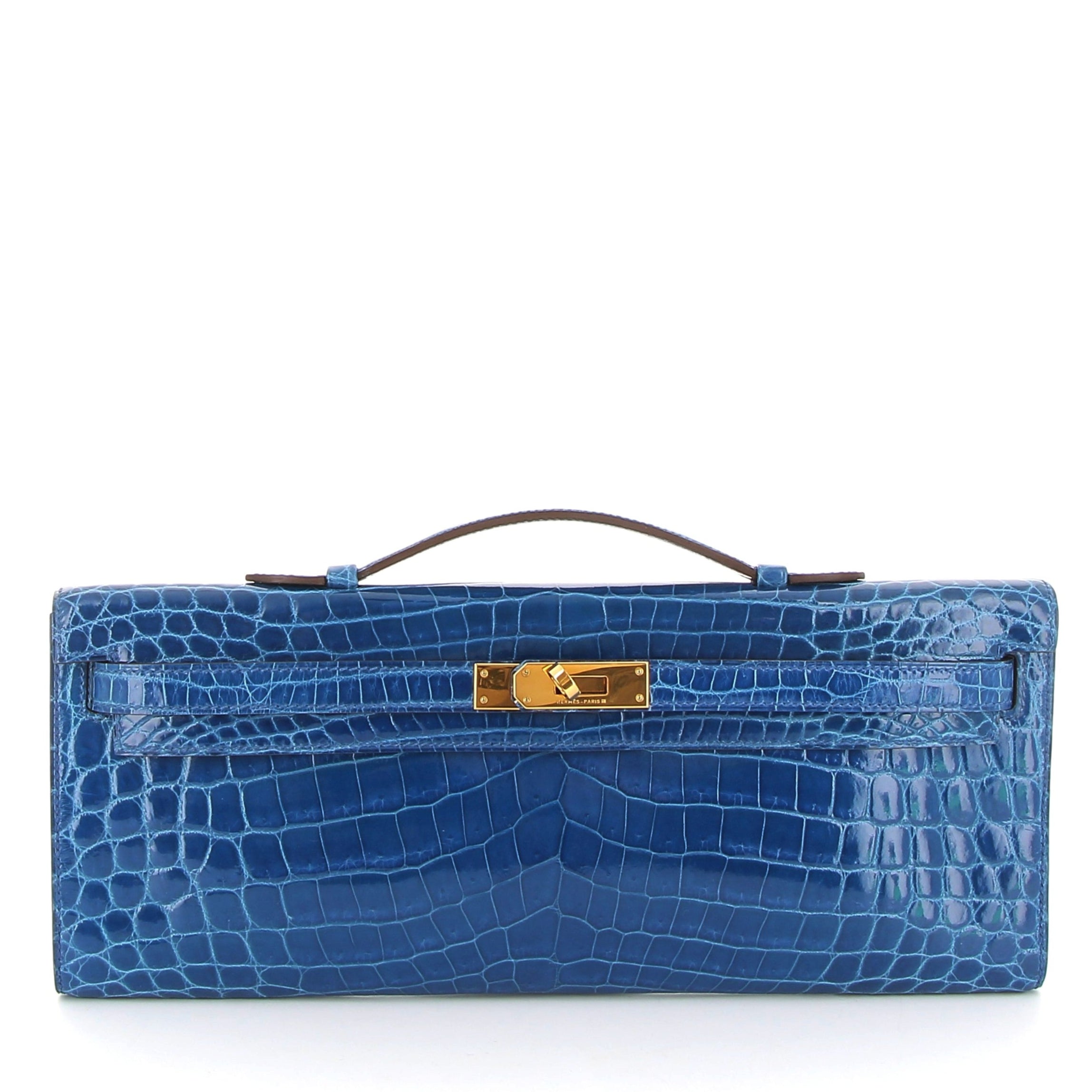 HERMES Kelly Cut Crocodile Niloticus Lisse Mykonos Finition Or Jaune