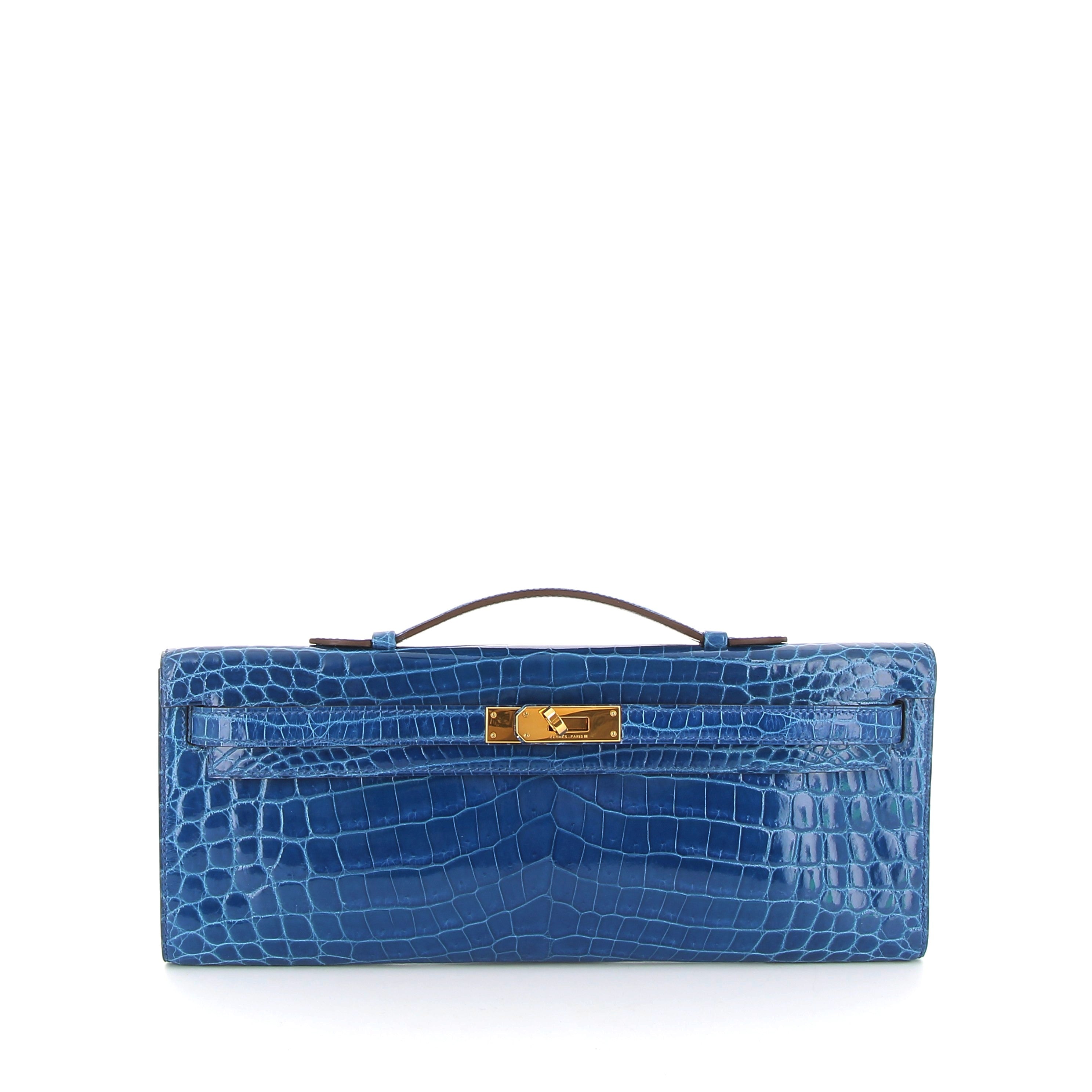 HERMES Kelly Cut Crocodile Niloticus Lisse Mykonos Finition Or Jaune