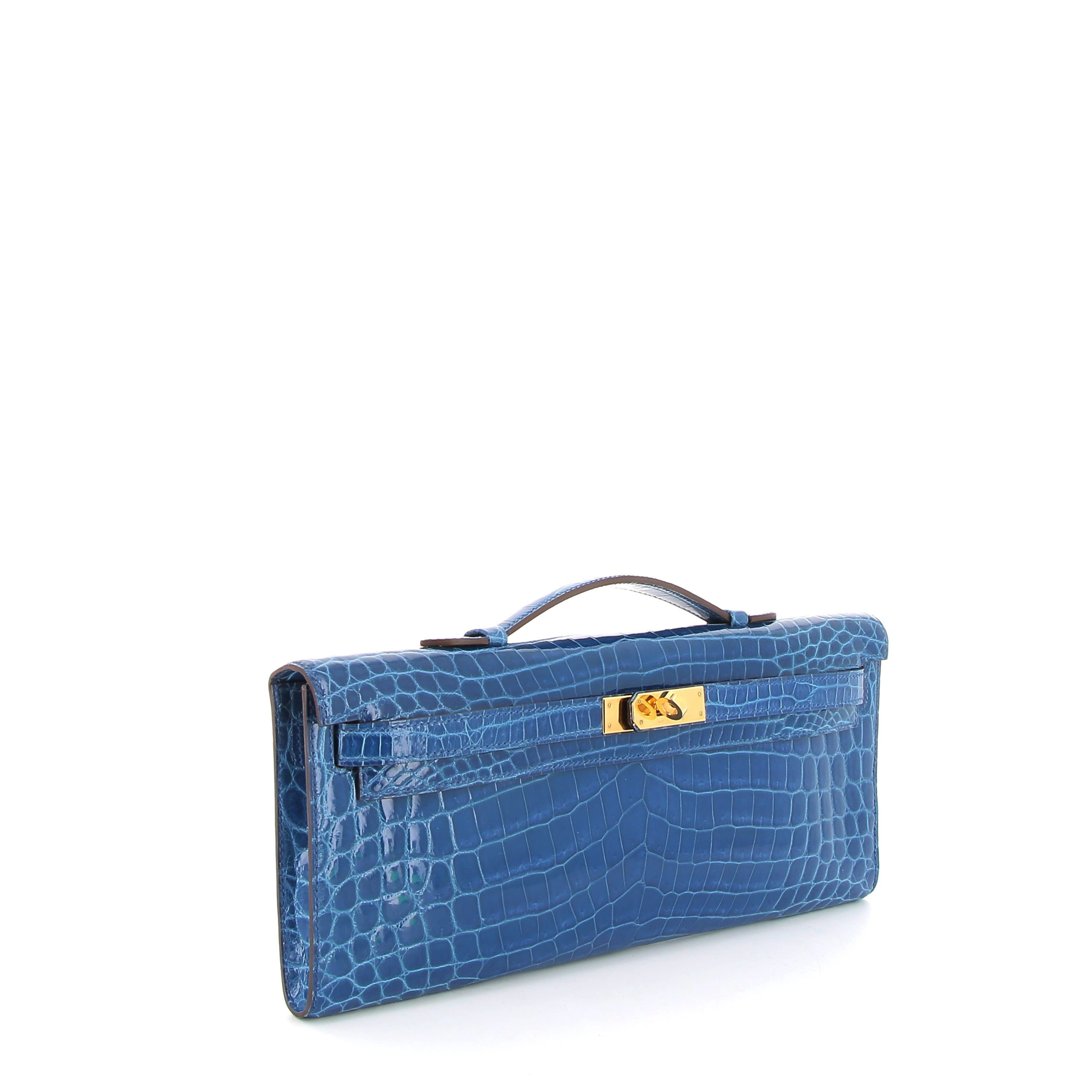 HERMES Kelly Cut Crocodile Niloticus Lisse Mykonos Finition Or Jaune