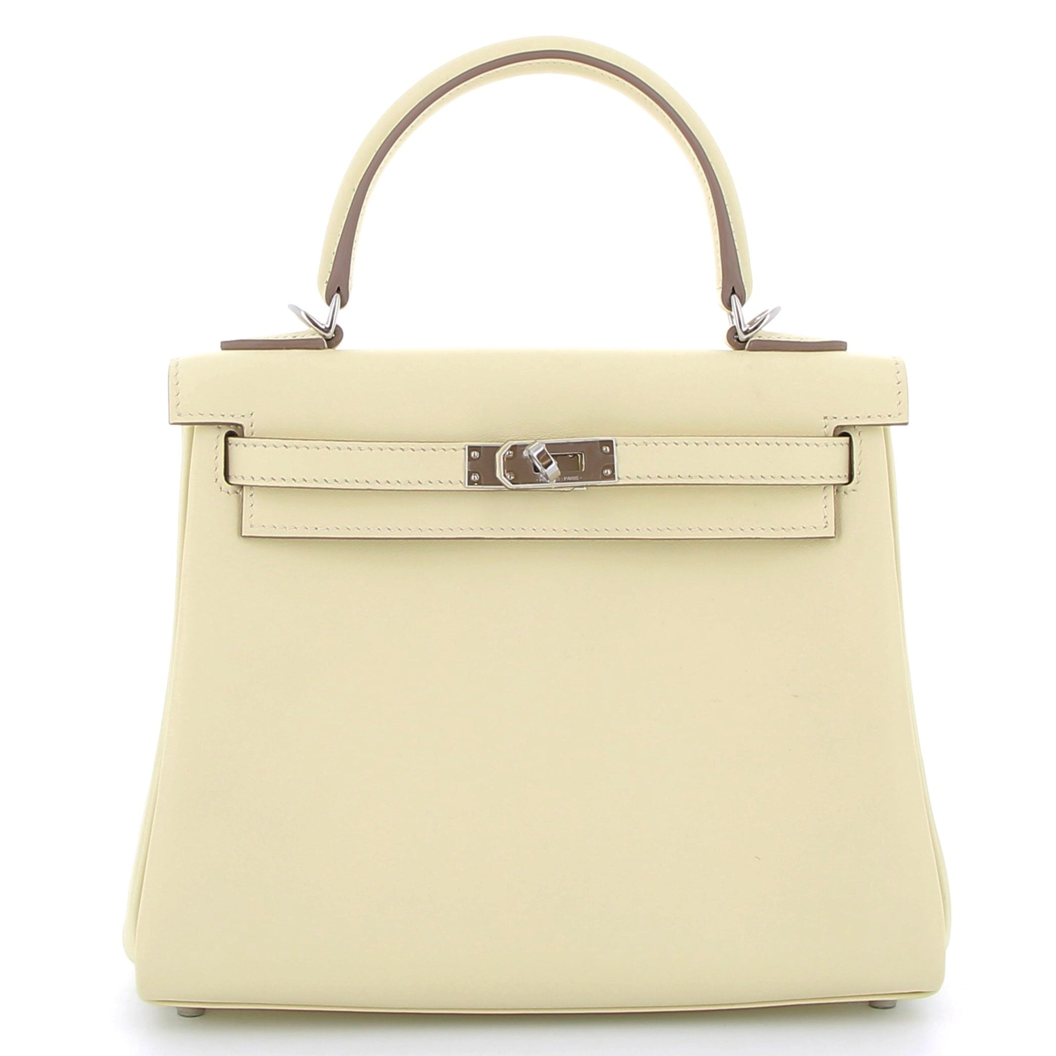 HERMES Kelly 25 Jaune Milton Swift Finition Palladié