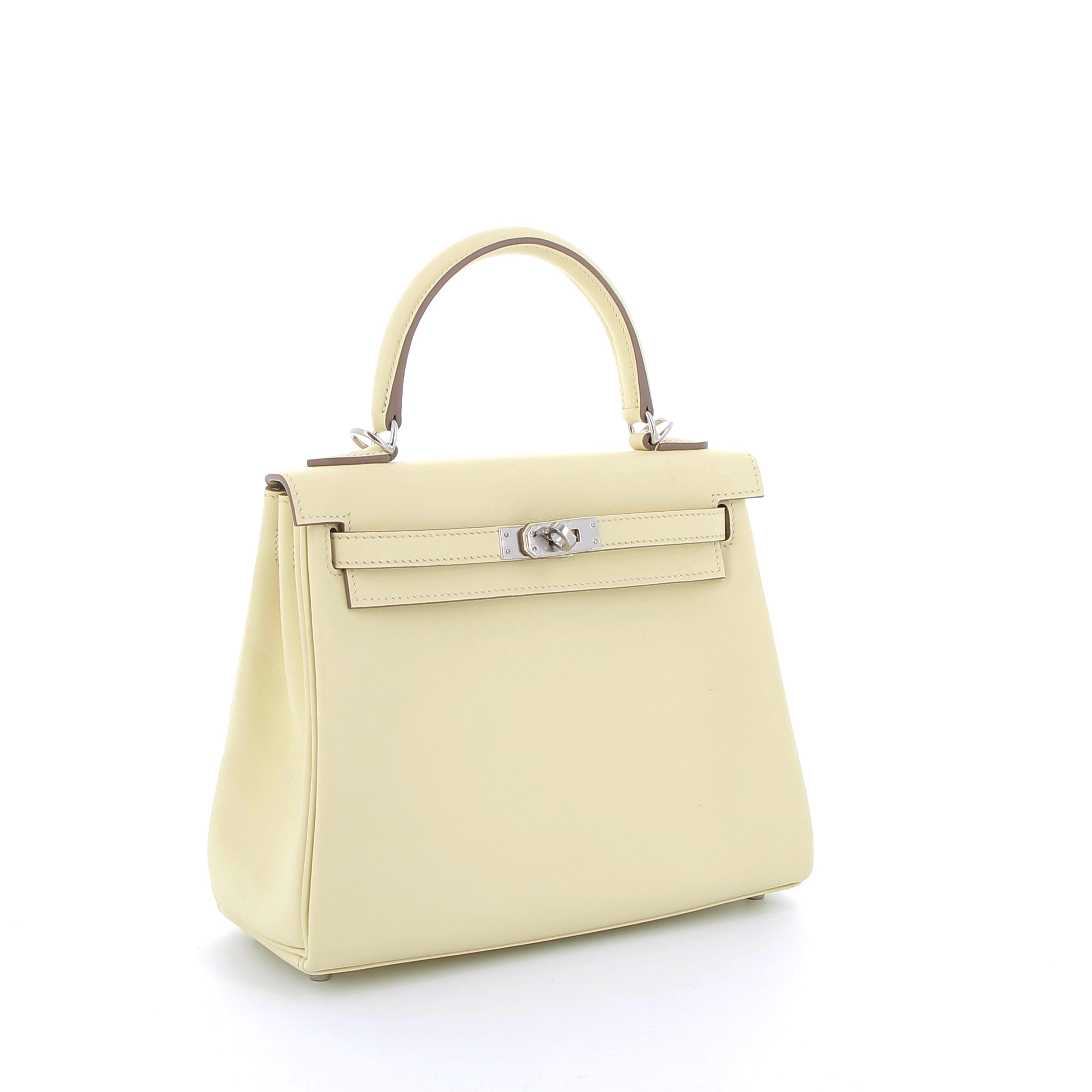 HERMES Kelly 25 Jaune Milton Swift Finition Palladié