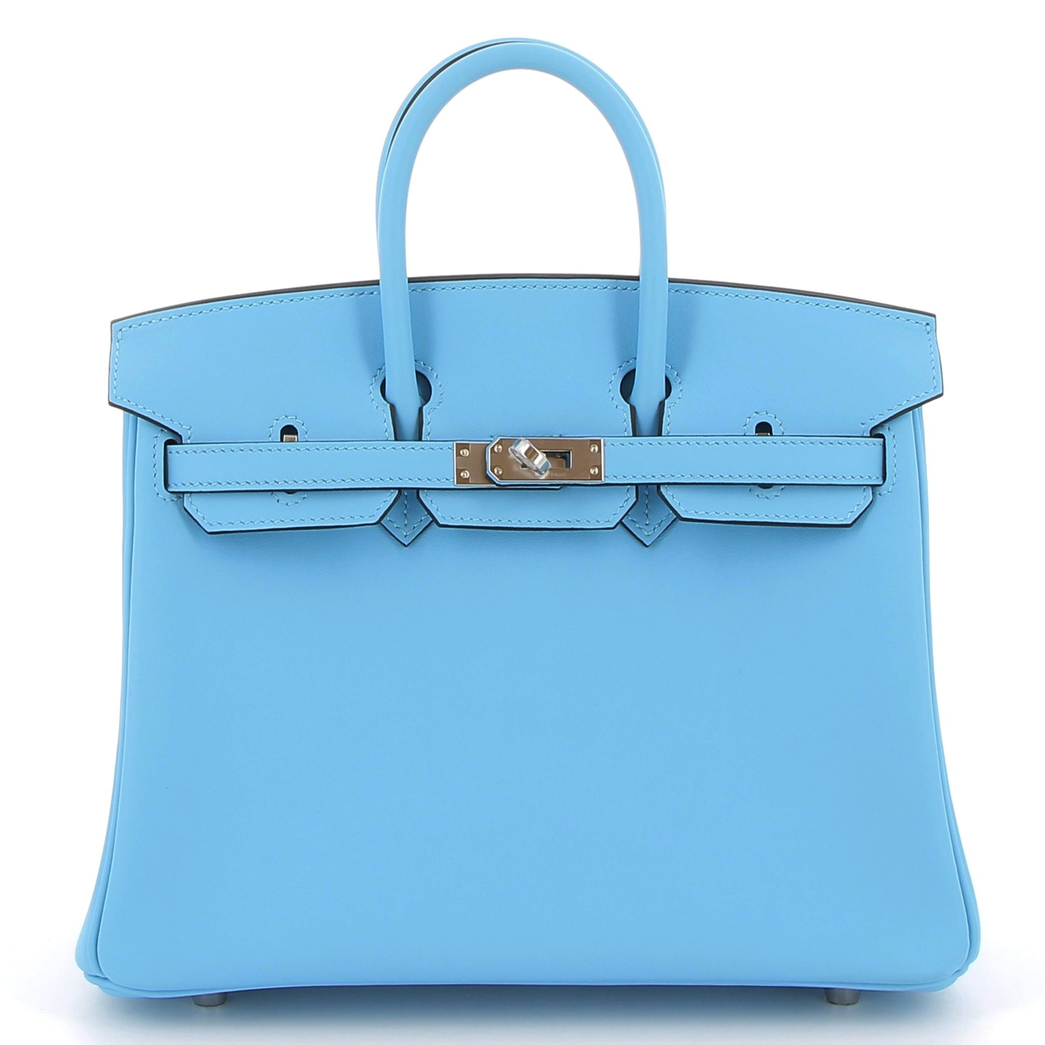 HERMES Birkin 25 Bleu Céleste Swift Finition Palladié