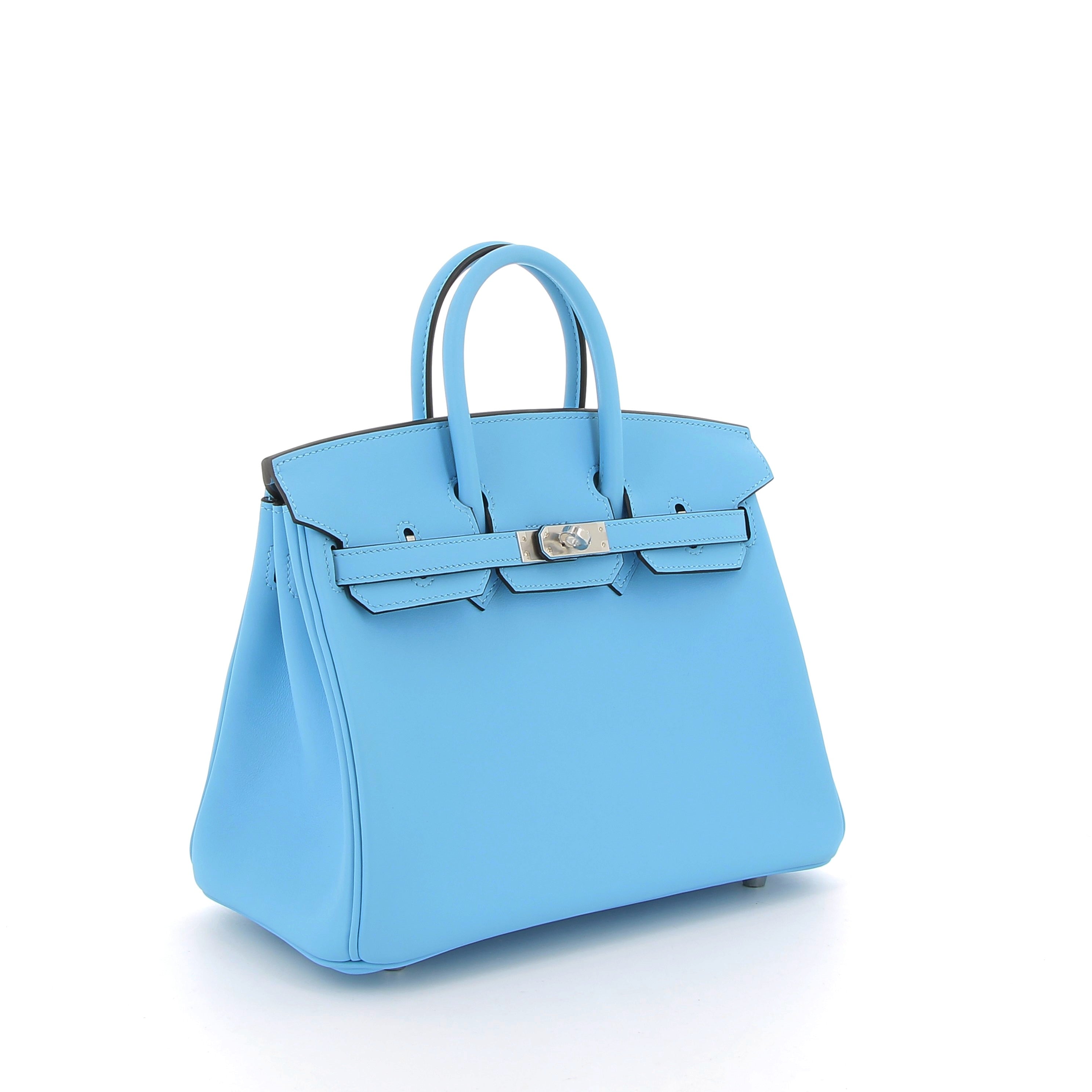 HERMES Birkin 25 Bleu Céleste Swift Finition Palladié