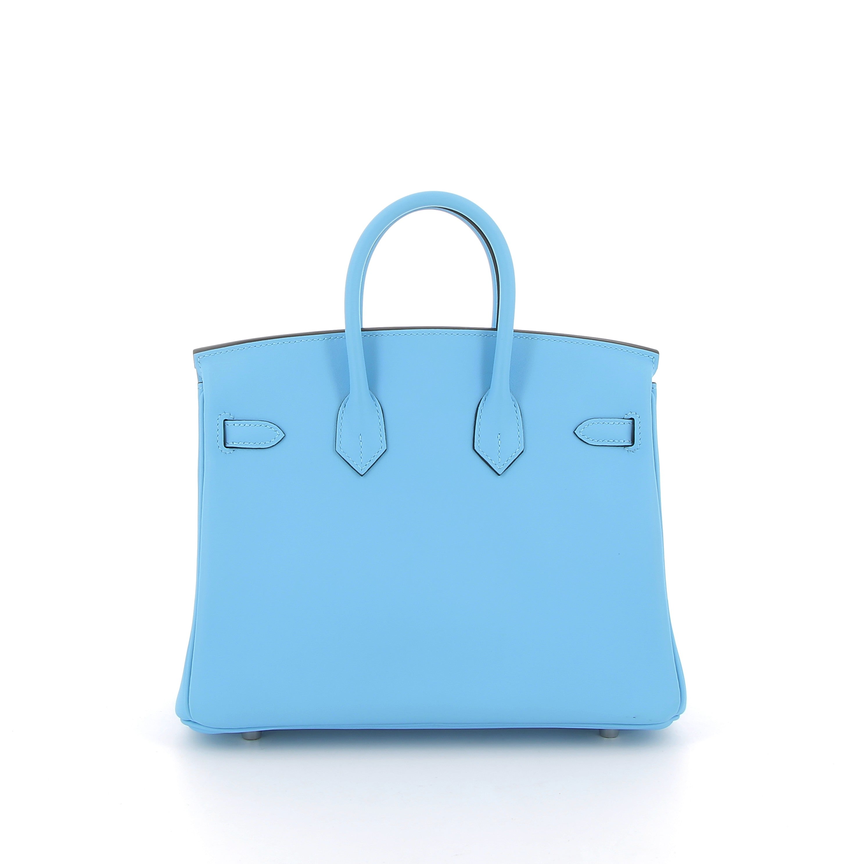 HERMES Birkin 25 Bleu Céleste Swift Finition Palladié