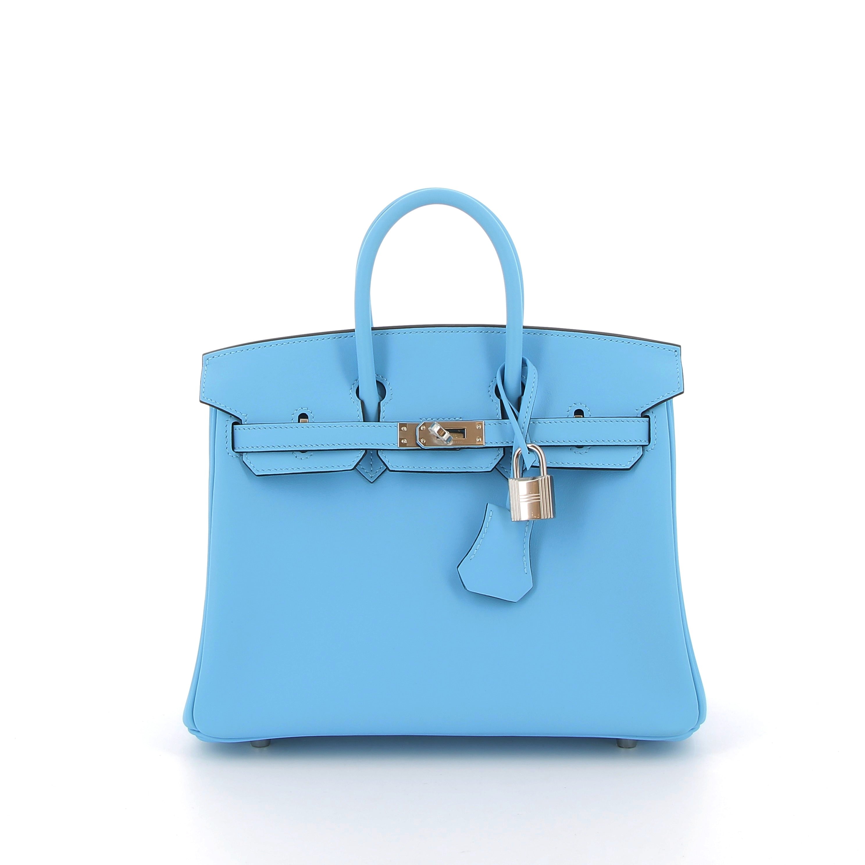 HERMES Birkin 25 Bleu Céleste Swift Finition Palladié