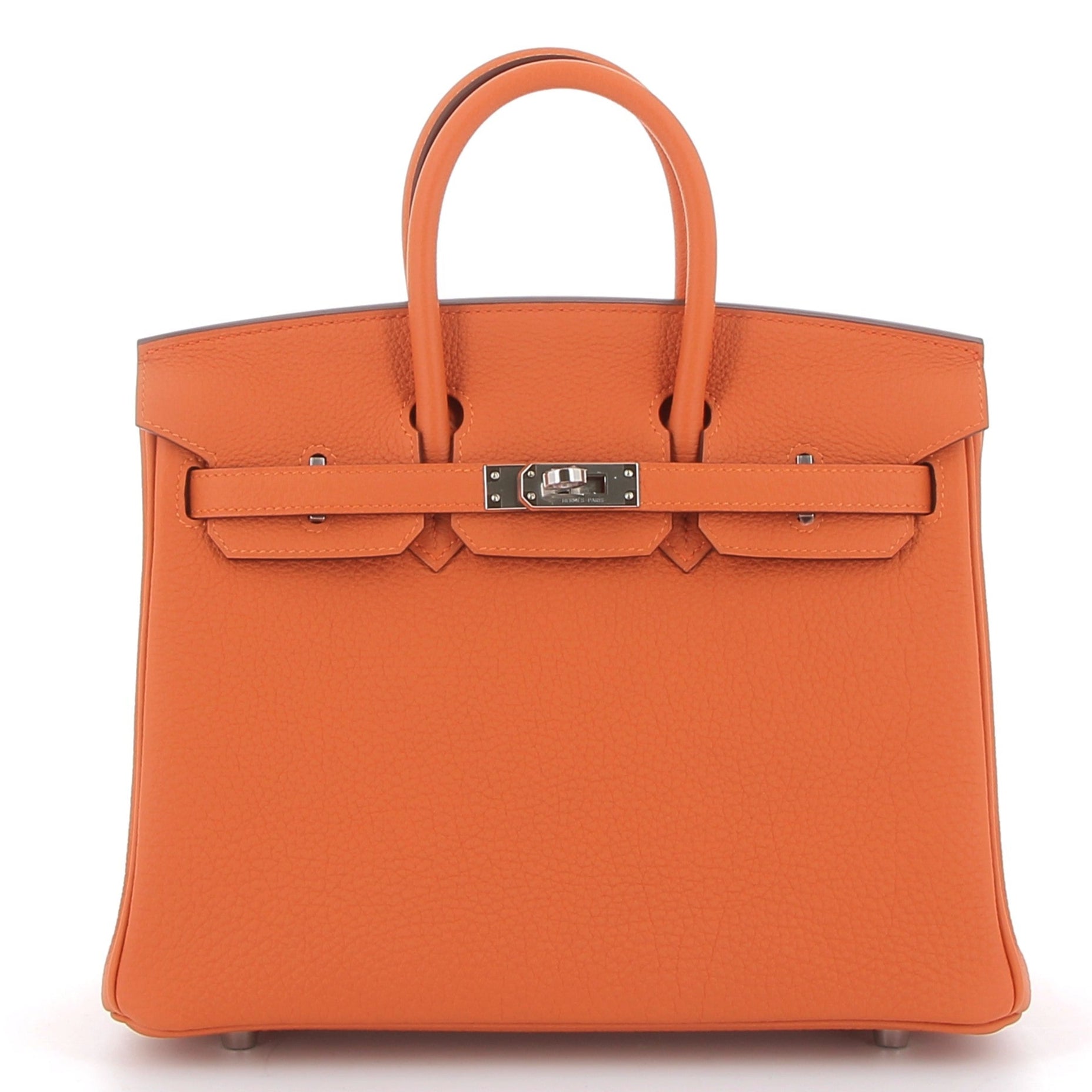 HERMES Birkin 25 Orange Togo Finition Palladié