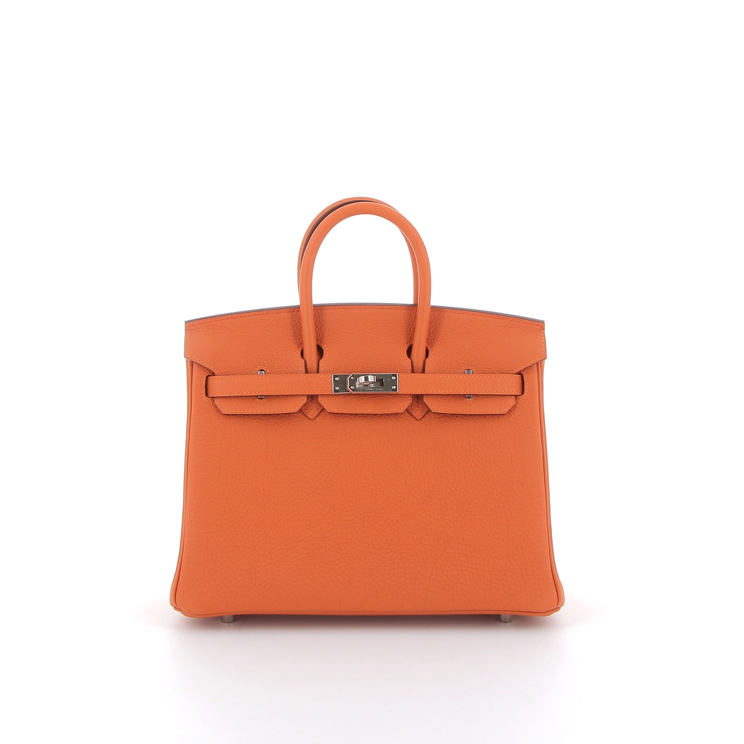 HERMES Birkin 25 Orange Togo Finition Palladié