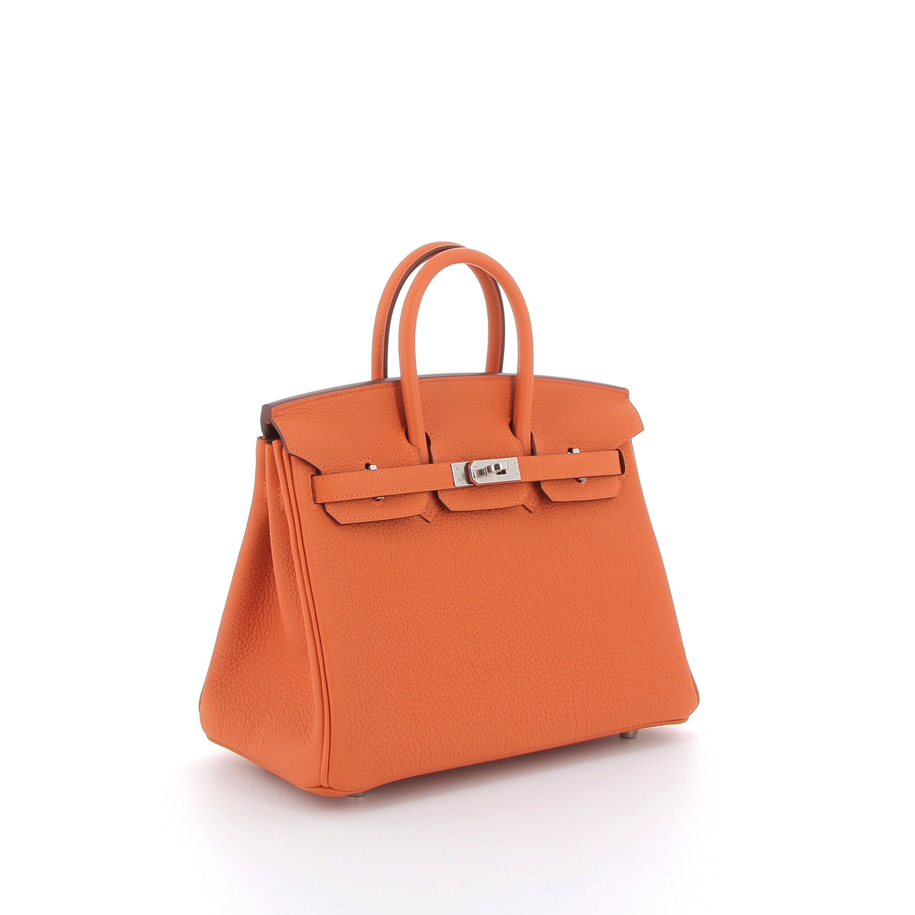 HERMES Birkin 25 Orange Togo Finition Palladié