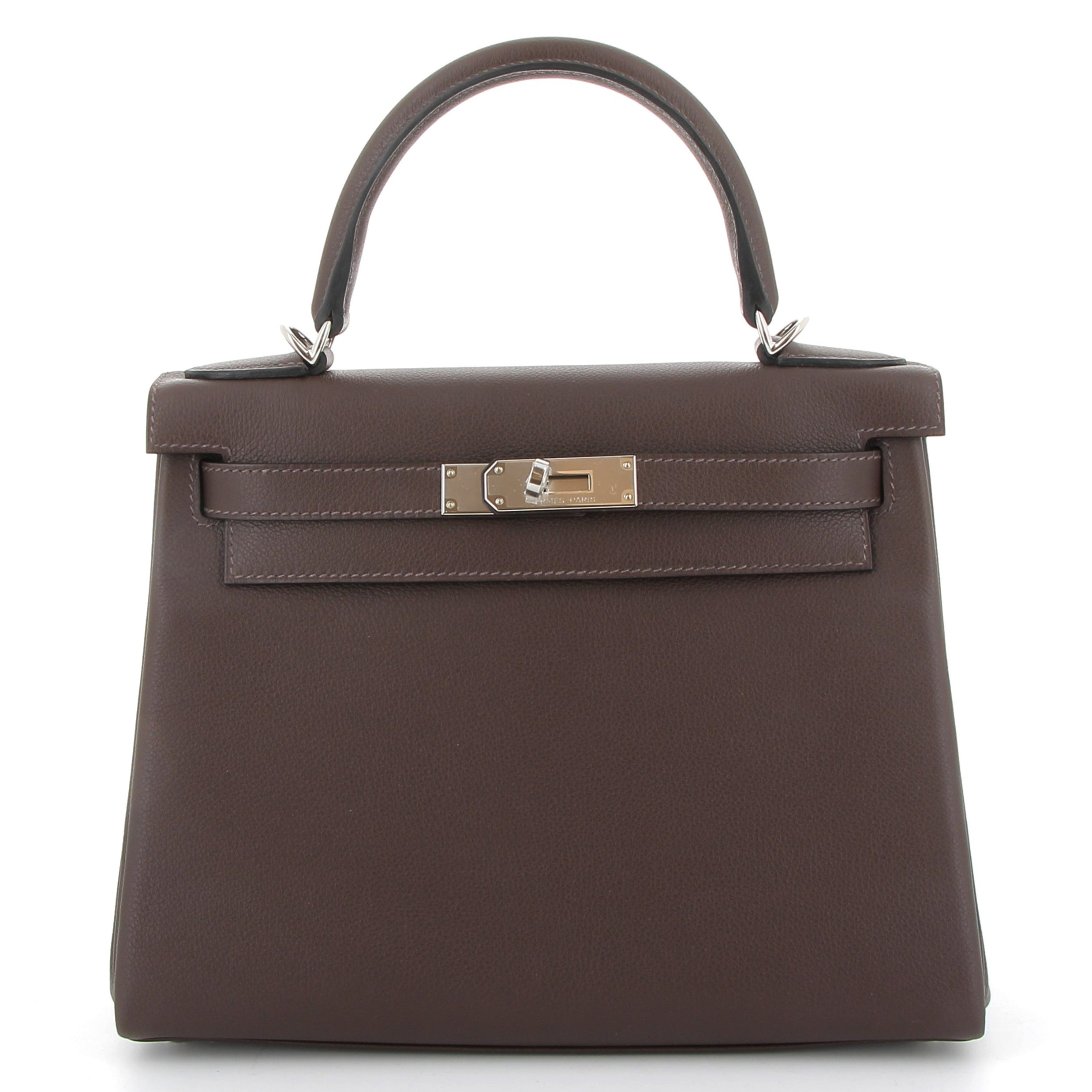 HERMES Kelly 28 Moka Evercolor Finition Palladié