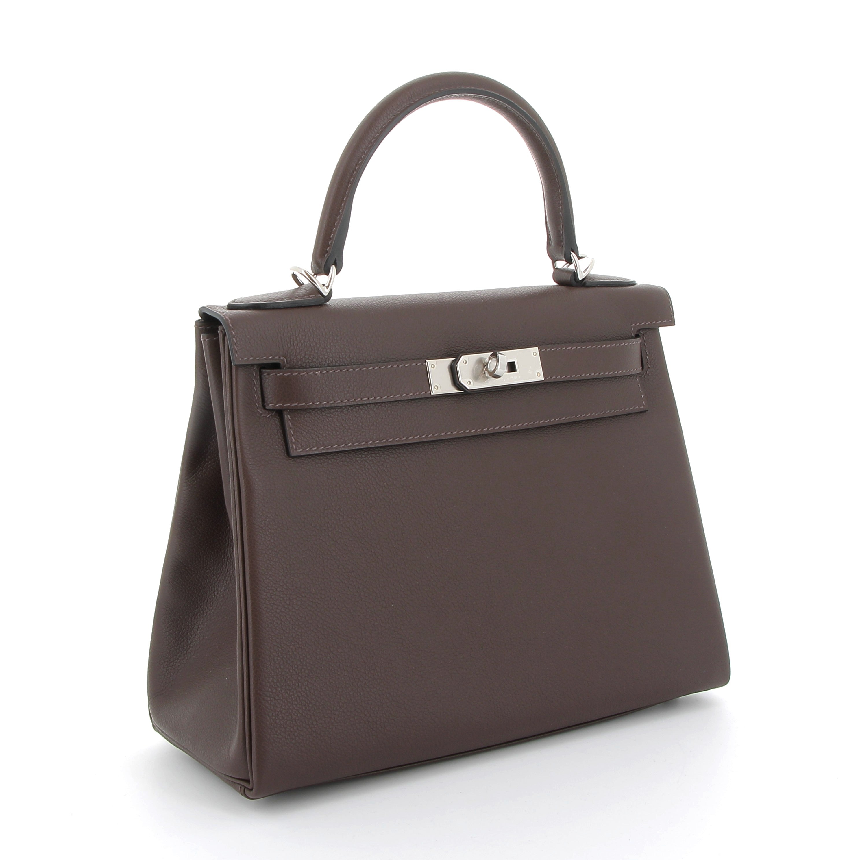HERMES Kelly 28 Moka Evercolor Finition Palladié