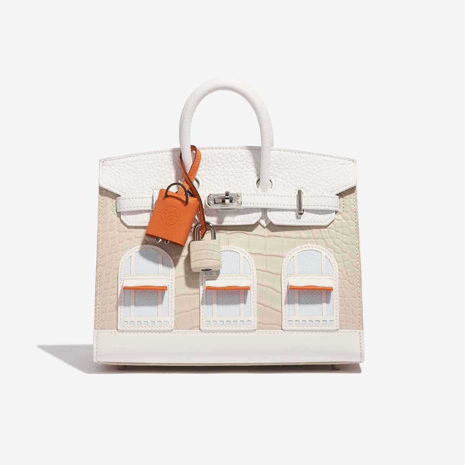 HERMÈS Birkin 20 Faubourg Alligator Mat / Togo / Epsom / Swift White / Concrete / Orange H / Mist / Chalk