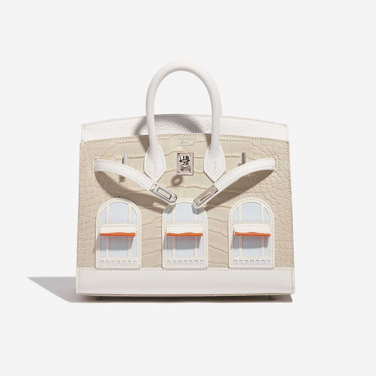 HERMÈS Birkin 20 Faubourg Alligator Mat / Togo / Epsom / Swift White / Concrete / Orange H / Mist / Chalk