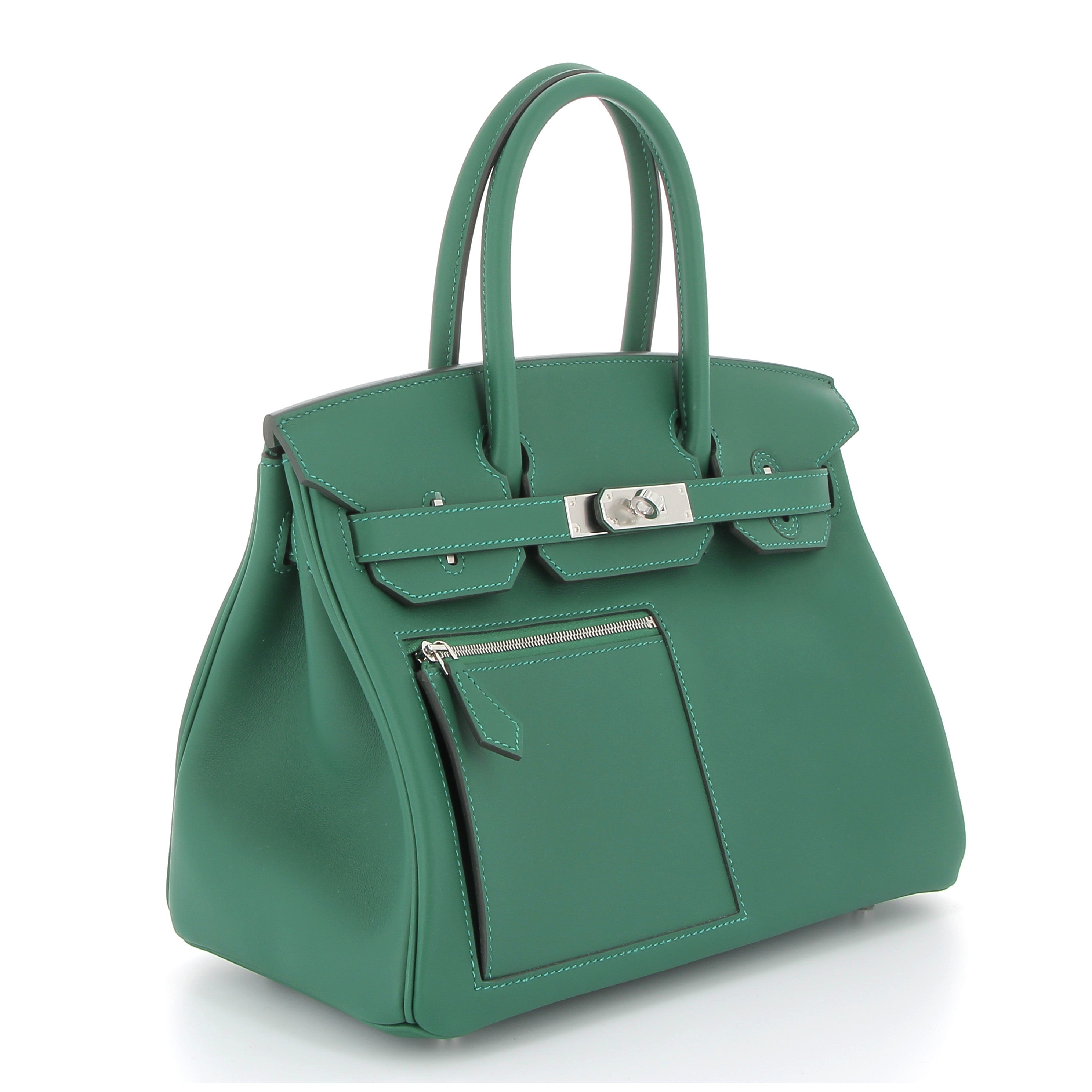 HERMES Birkin 30 Colormatic Vert Moyen Swift Finition Palladié