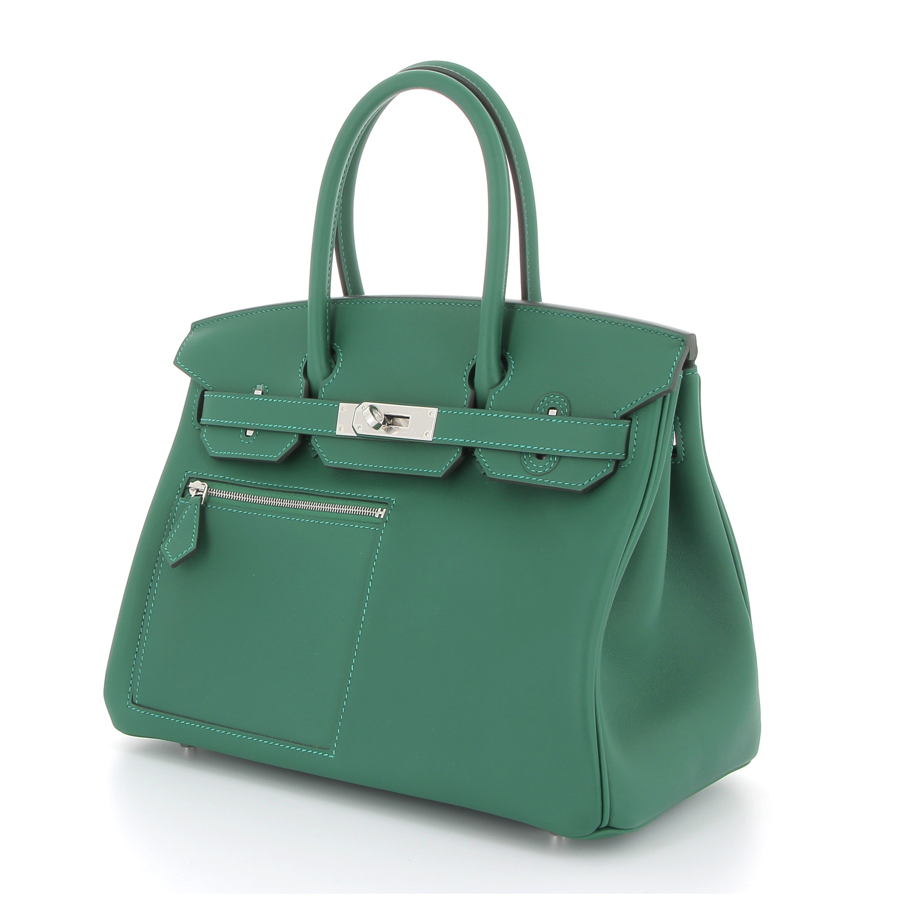 HERMES Birkin 30 Colormatic Vert Moyen Swift Finition Palladié