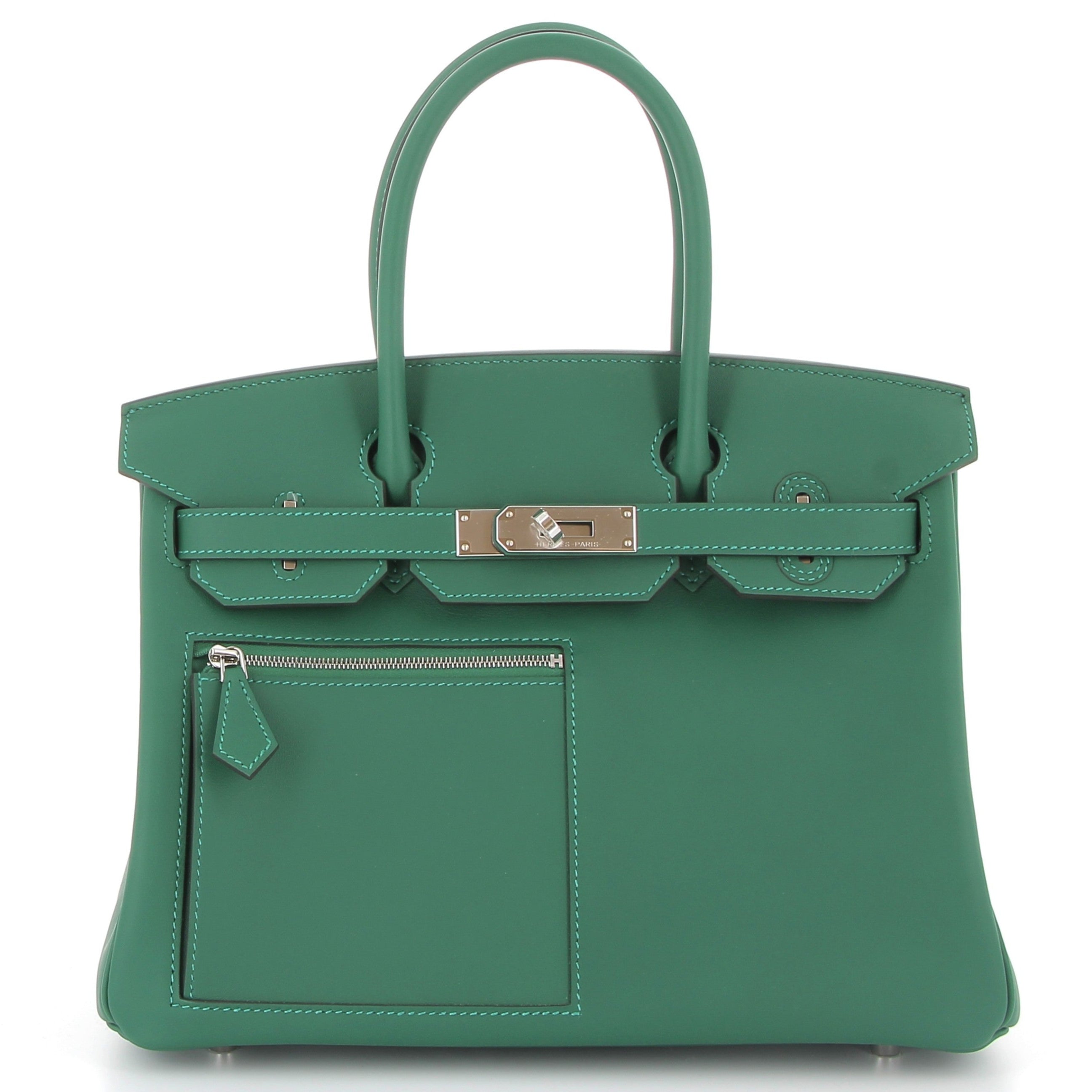 HERMES Birkin 30 Colormatic Vert Moyen Swift Finition Palladié
