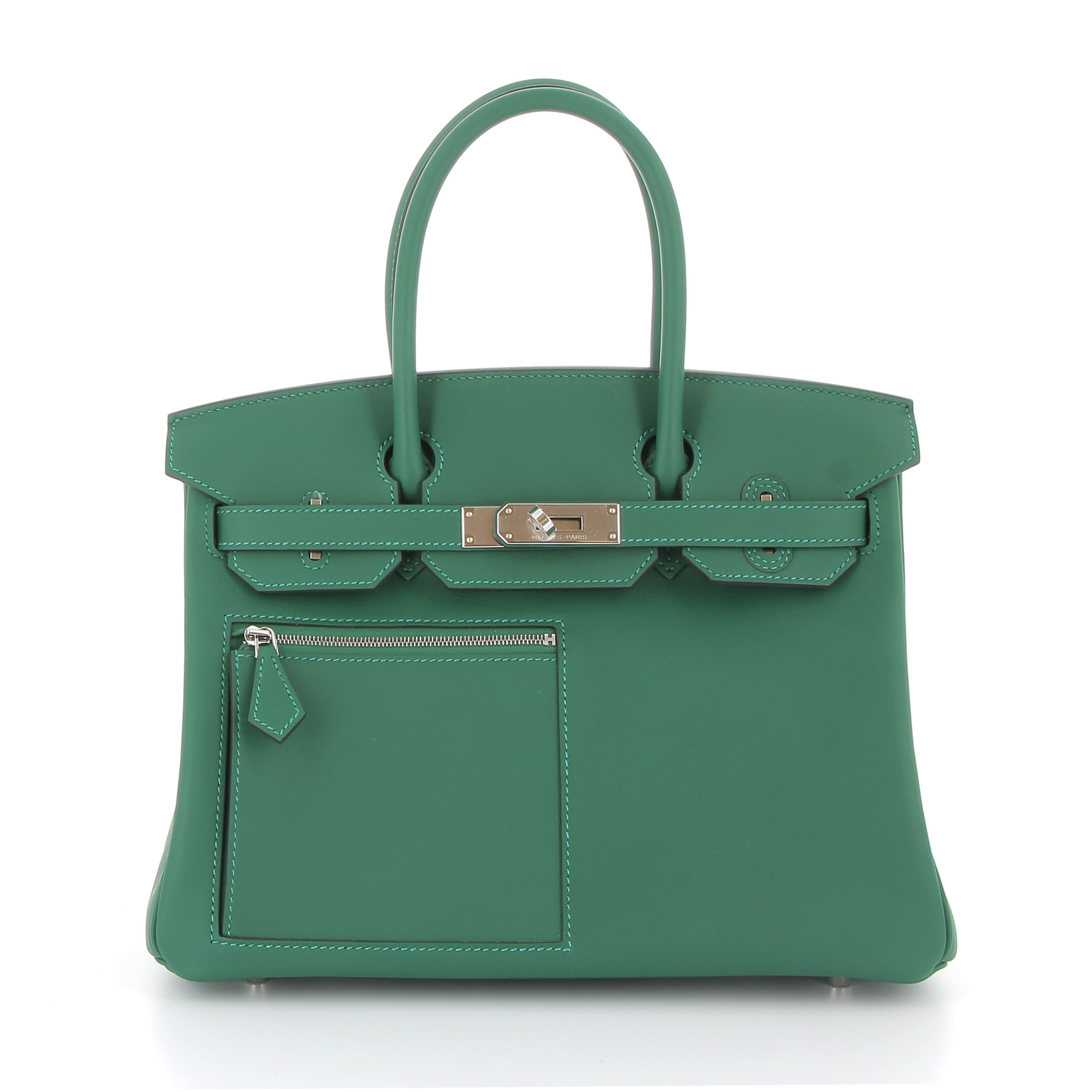 HERMES Birkin 30 Colormatic Vert Moyen Swift Finition Palladié
