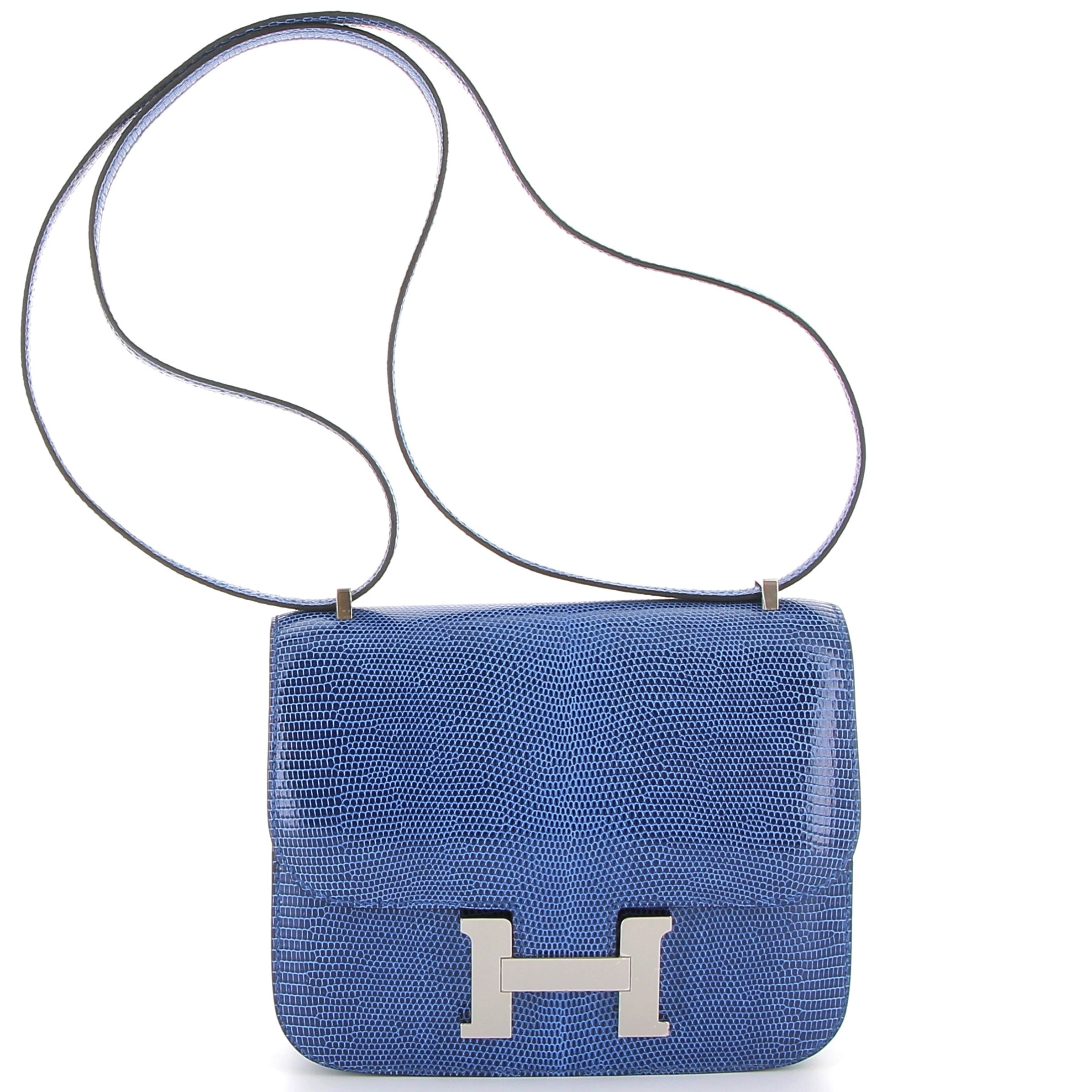 HERMES Constance 18 Bleu Saphir Lézard