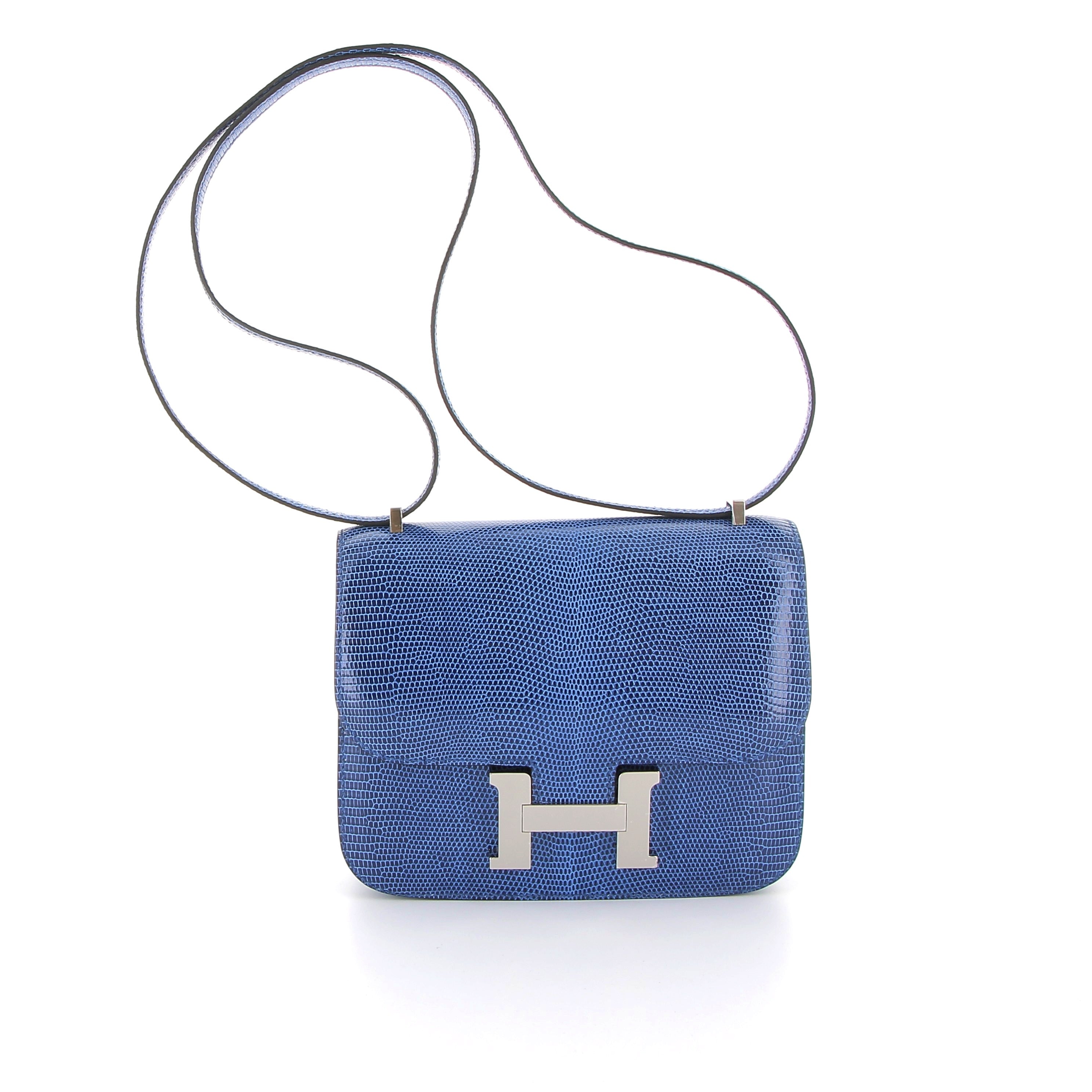 HERMES Constance 18 Bleu Saphir Lézard
